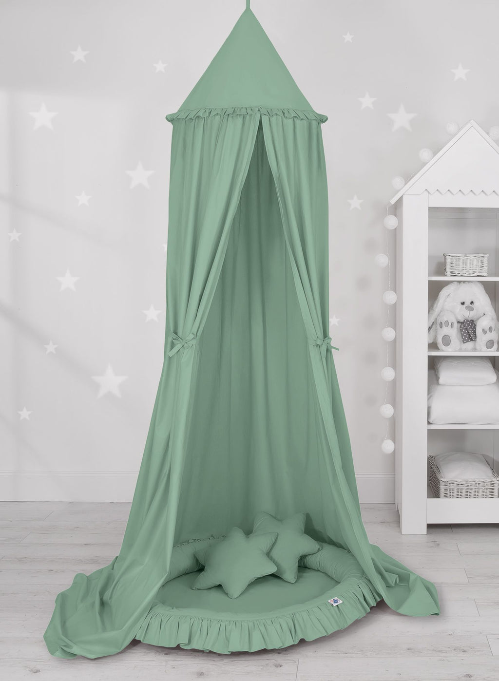 Hanging cotton canopy for children's room  - pastelgreen