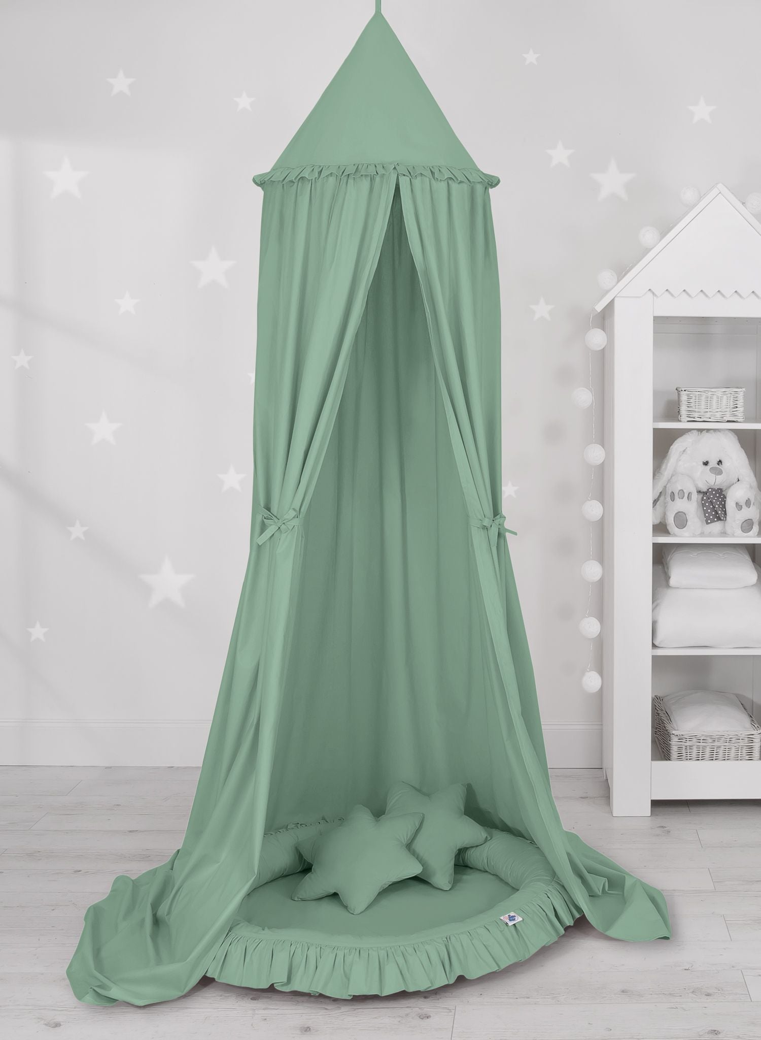 Hanging cotton canopy for children's room  - pastelgreen