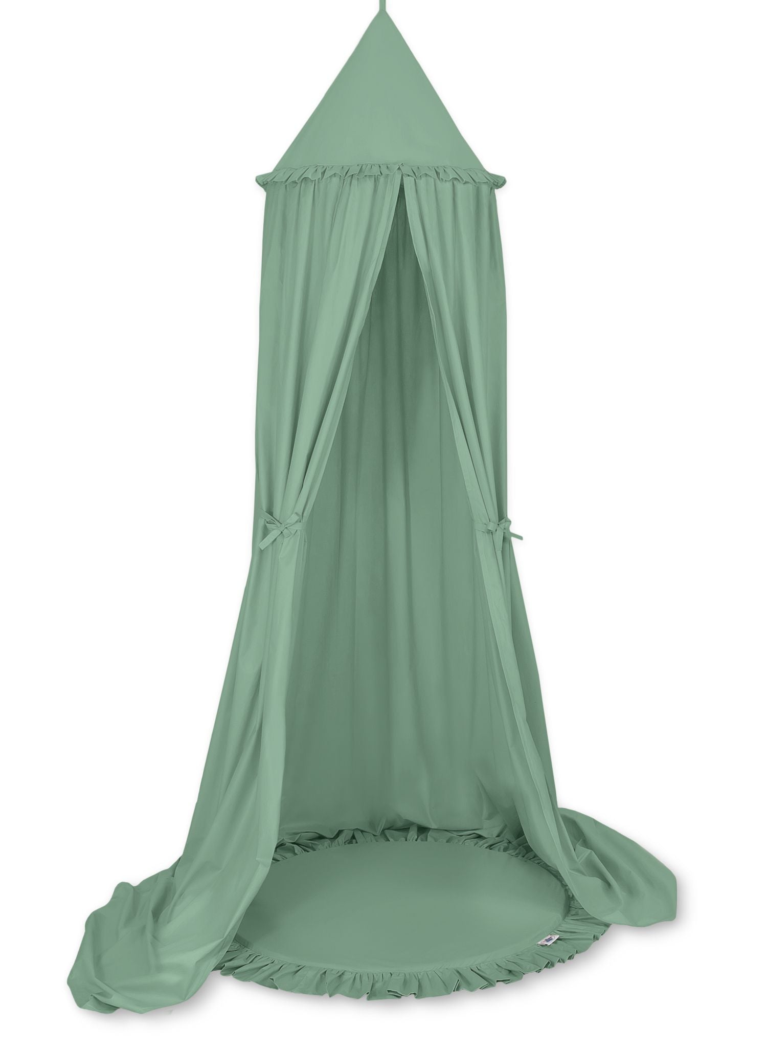 Set: Hanging baldachin for children's room cotton + Floor play mat- pastel green