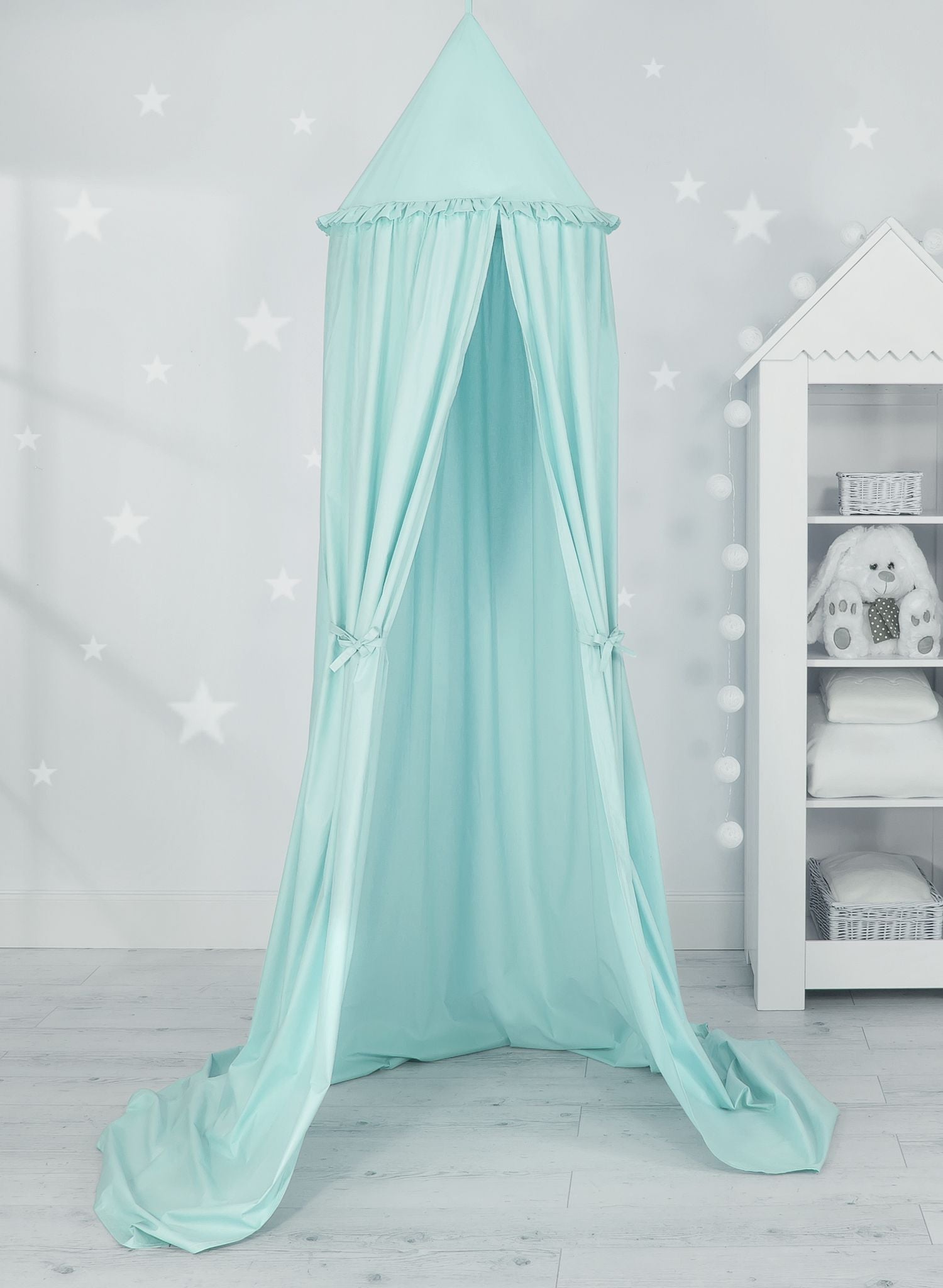 Hanging cotton canopy for children's room - mint