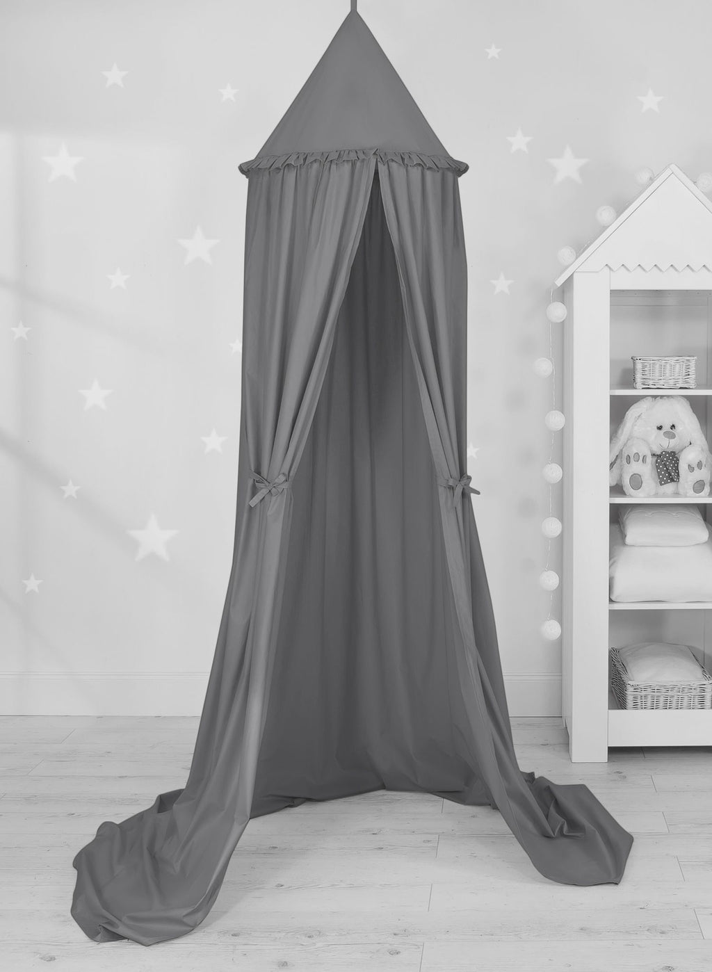 Hanging cotton canopy for children's room - anthracite