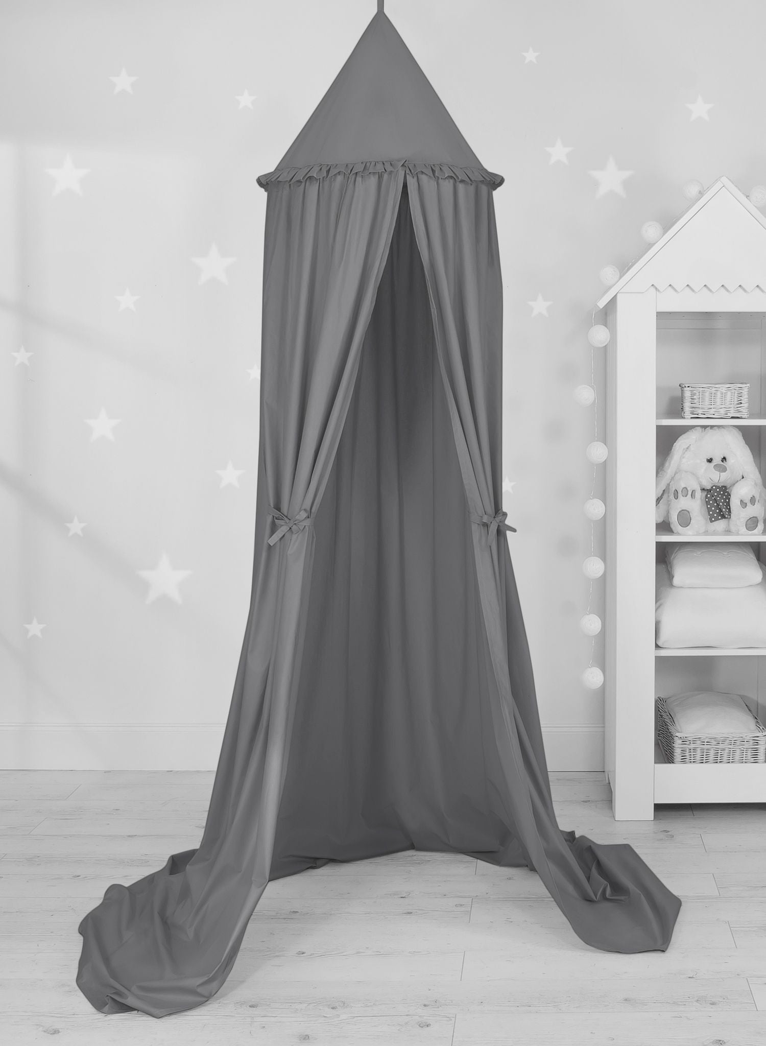 Hanging cotton canopy for children's room - anthracite