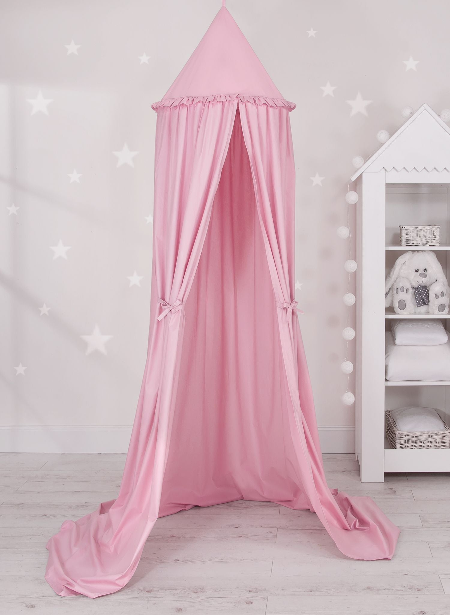 Hanging cotton canopy for children's room - pink