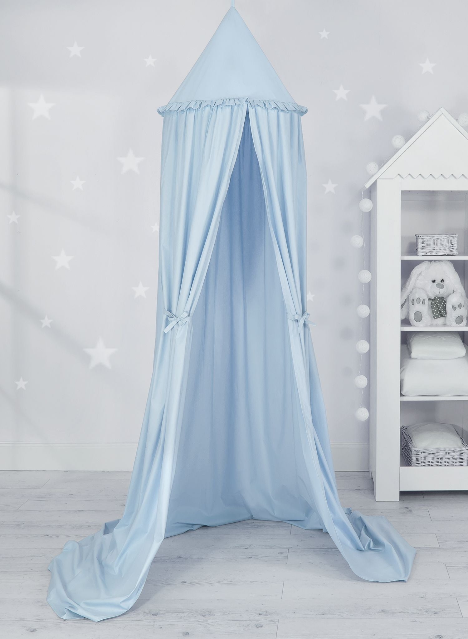 Hanging cotton canopy for children's room - blue