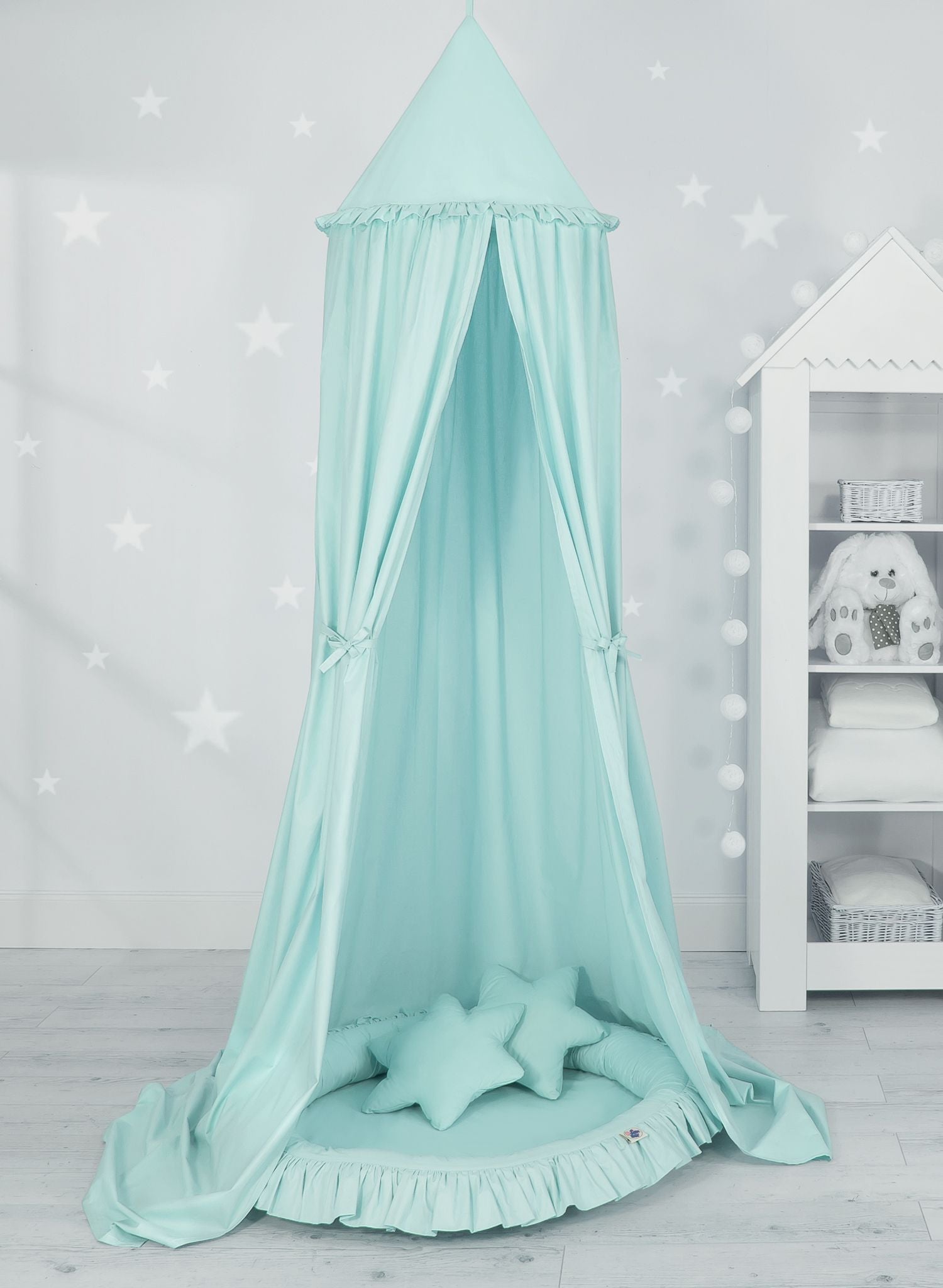 Hanging cotton canopy for children's room - mint