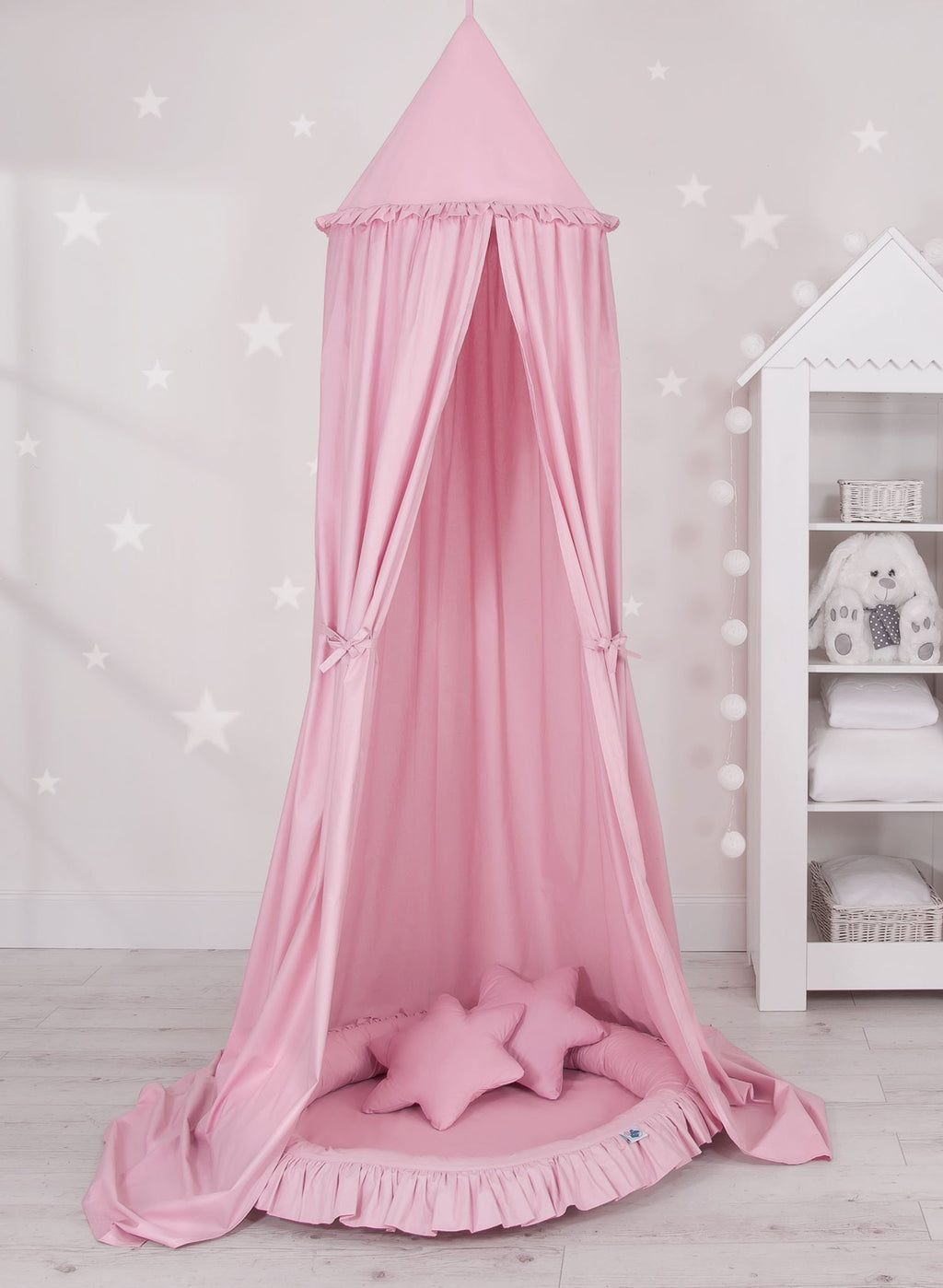 Hanging cotton canopy for children's room - pink