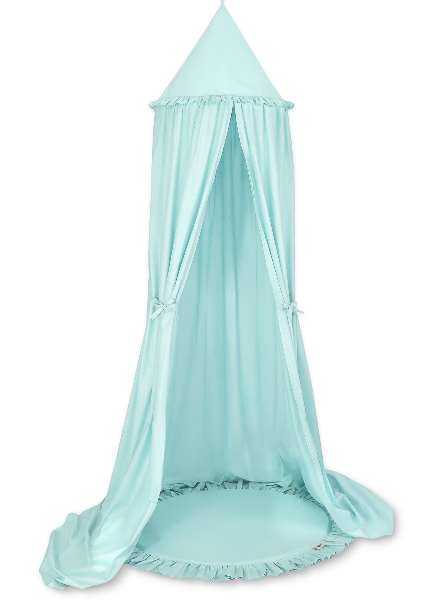 Set: Hanging baldachin for children's room cotton + Floor play mat- mint