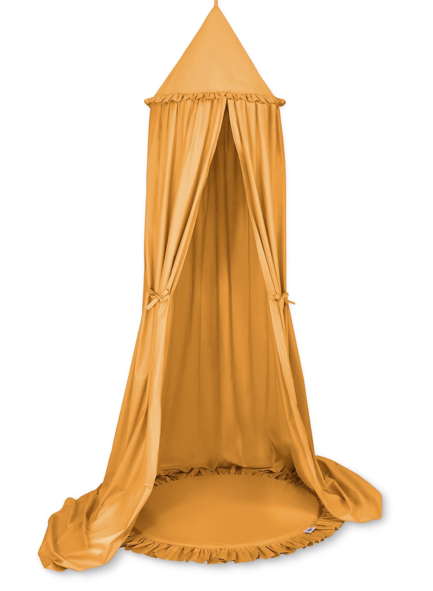 Set: Hanging baldachin for children's room cotton + Floor play mat- honey yellow