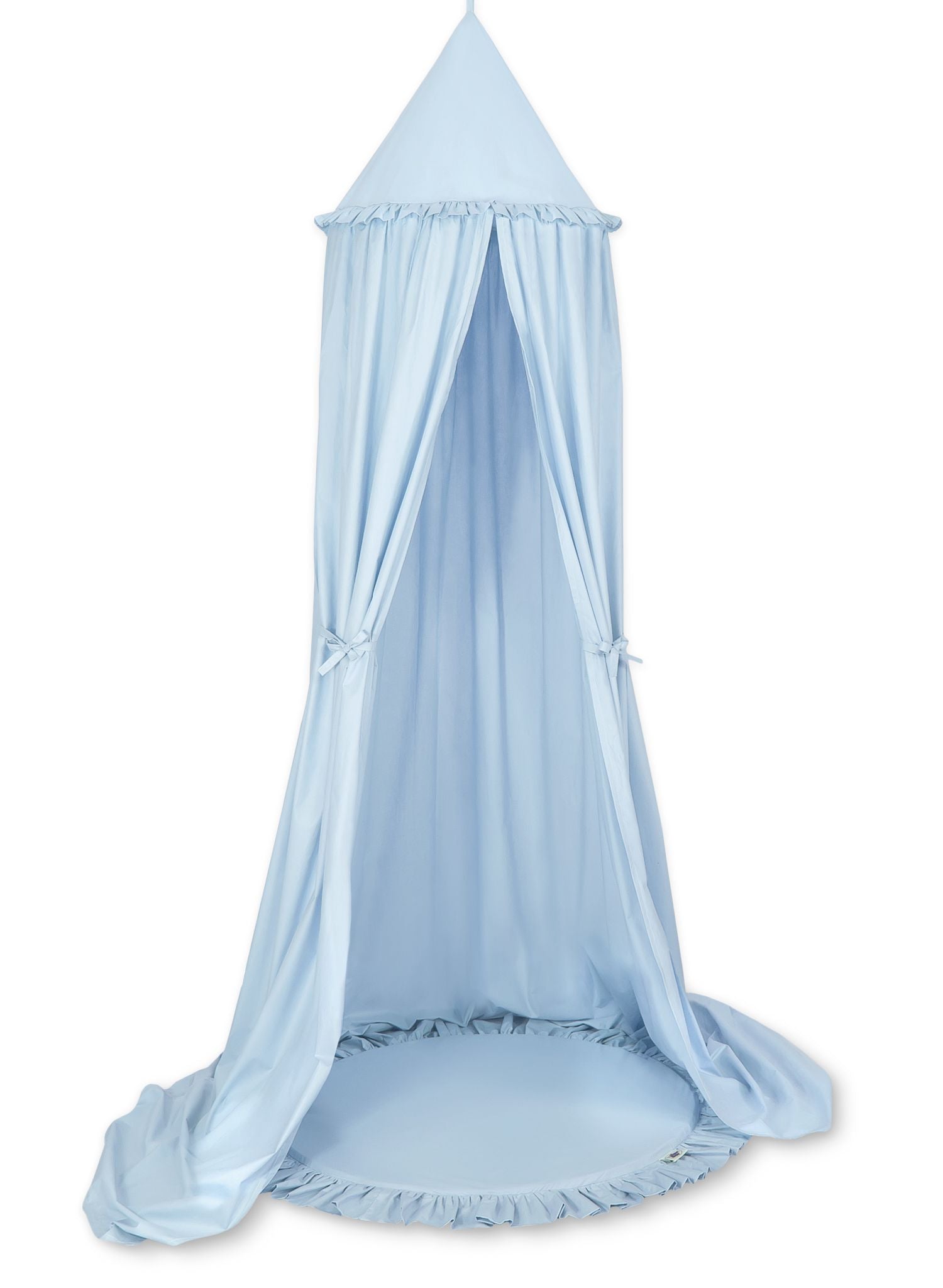 Set: Hanging baldachin for children's room cotton + Floor play mat - blue