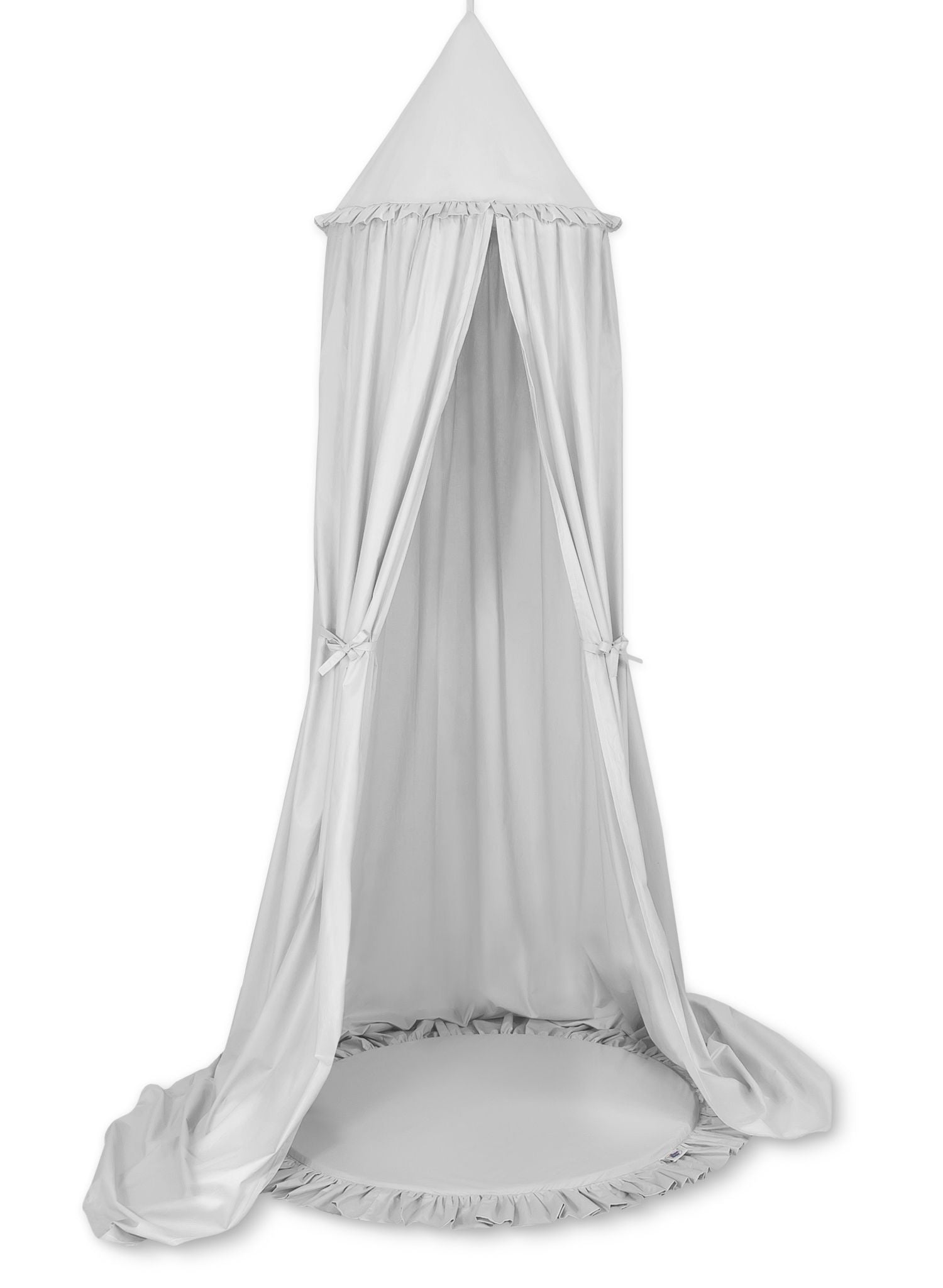 Set: Hanging baldachin for children's room cotton + Floor play mat- gray