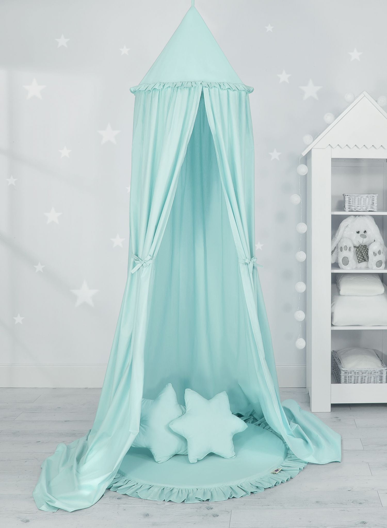 Hanging cotton canopy for children's room - mint