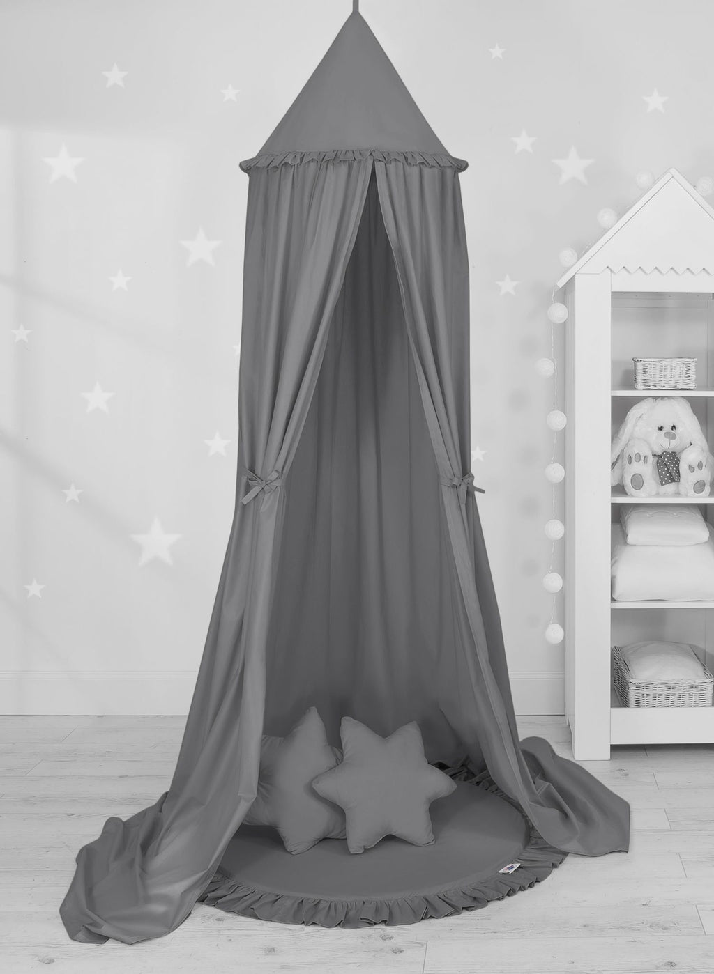 Hanging cotton canopy for children's room - anthracite