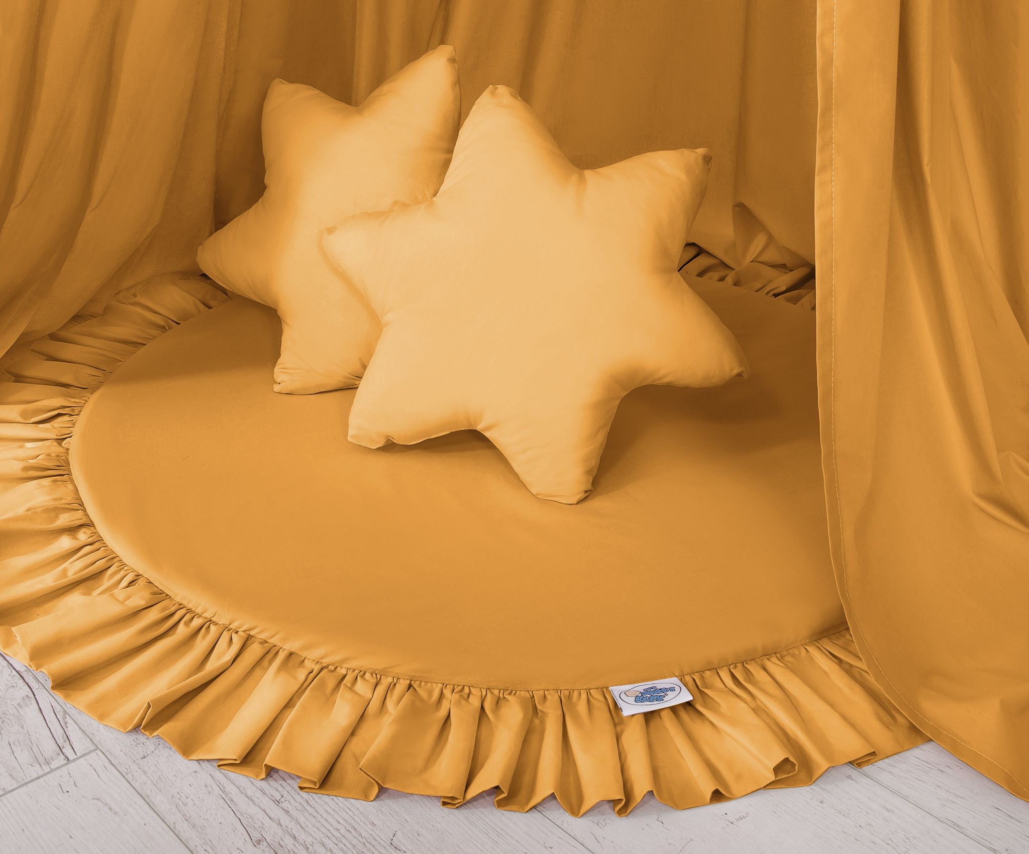 Set: Hanging baldachin for children's room cotton + Floor play mat- honey yellow