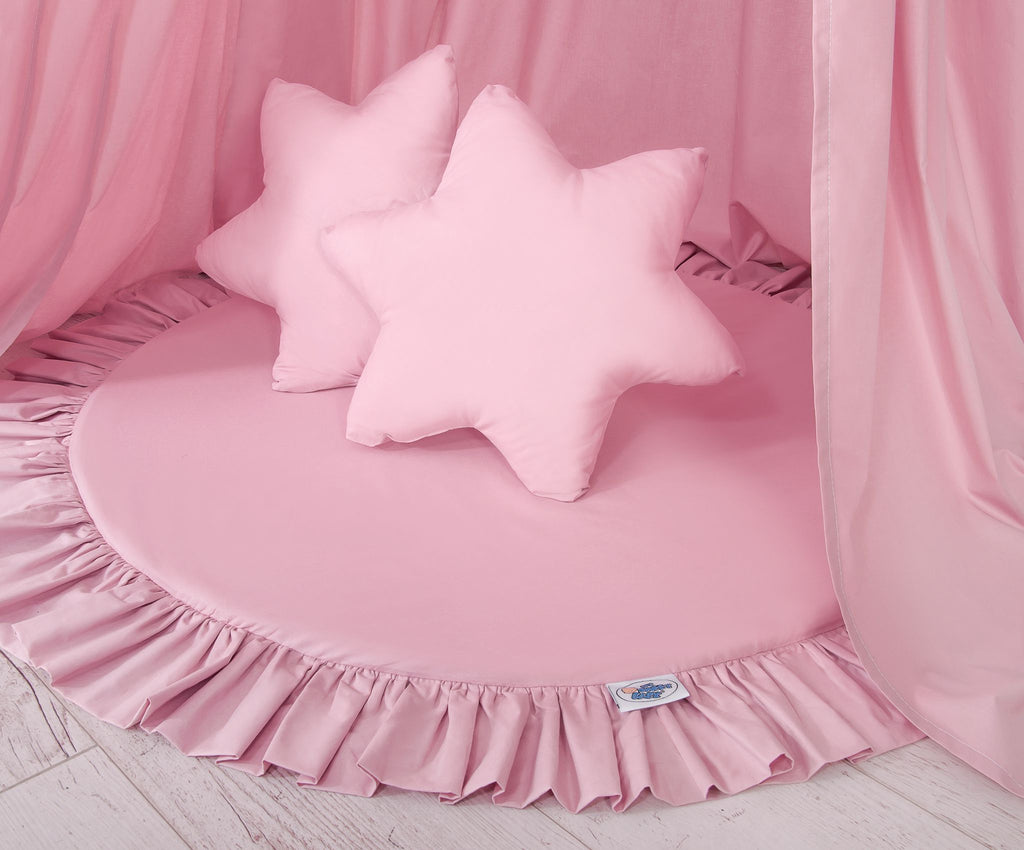 Set: Hanging baldachin for children's room cotton + Floor play mat - pink