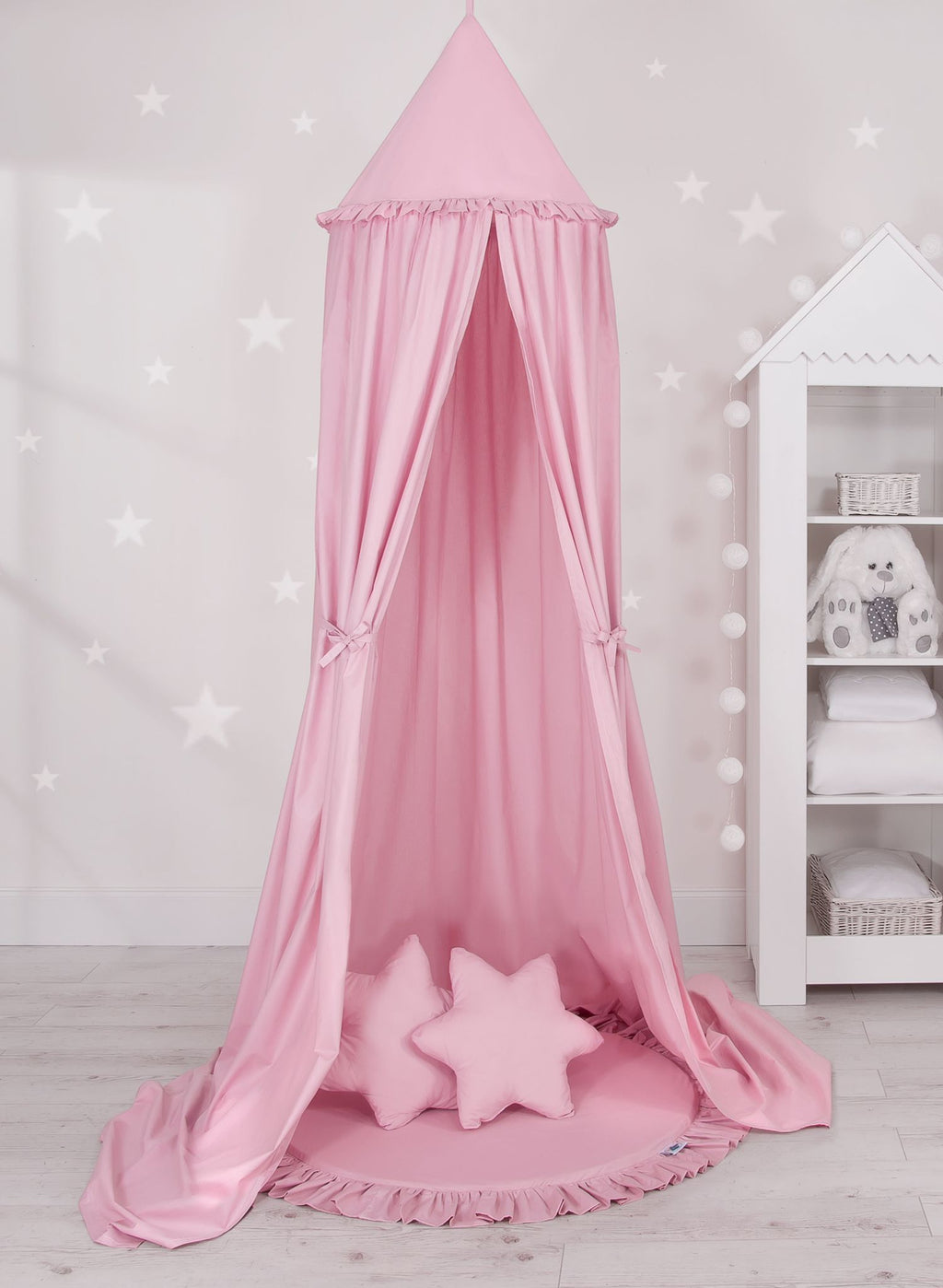 Hanging cotton canopy for children's room - pink