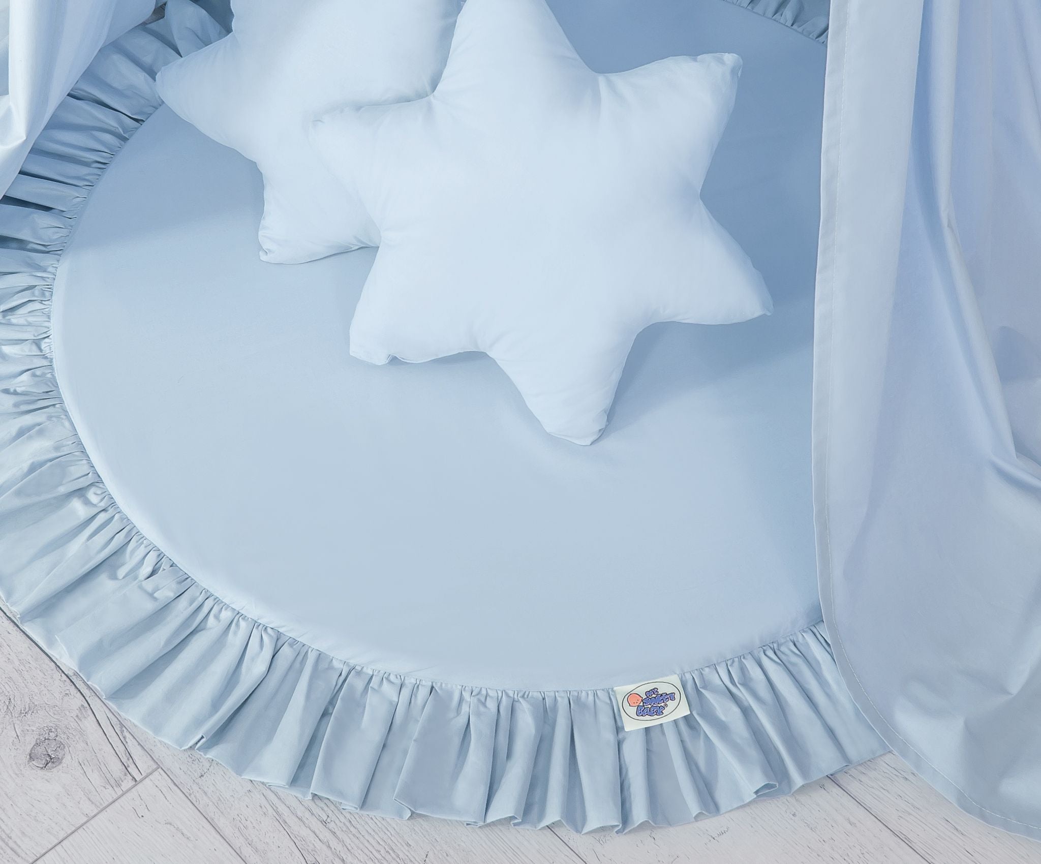 Set: Hanging baldachin for children's room cotton + Floor play mat - blue