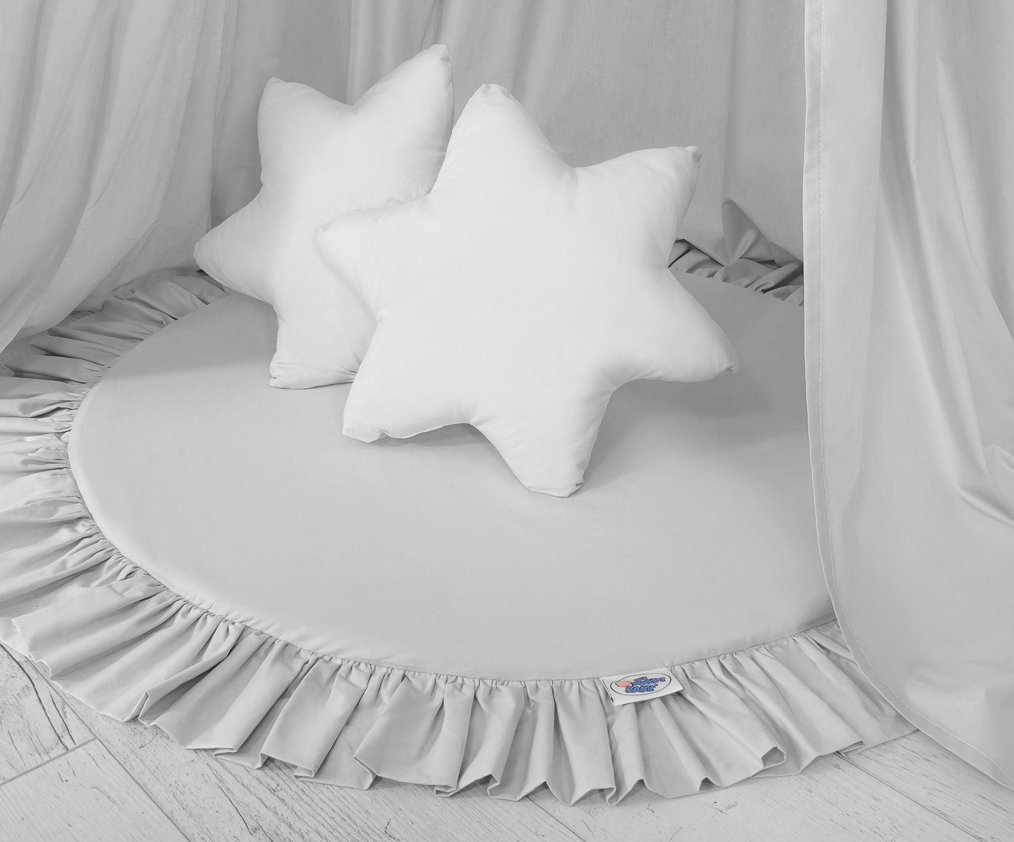 Set: Hanging baldachin for children's room cotton + Floor play mat- gray
