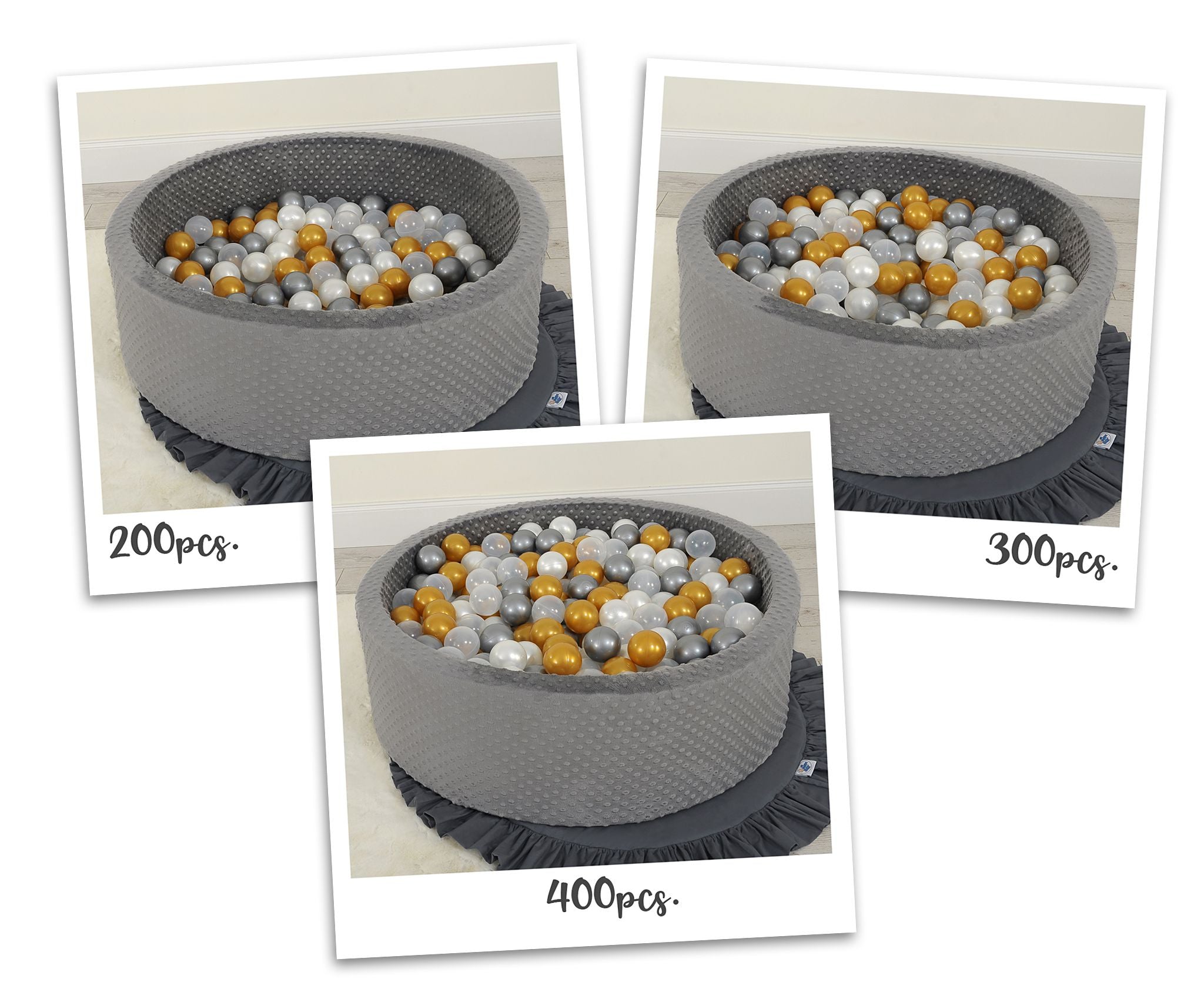 Ball-pit minky H-30 cm with balls 200pcs- dark gray