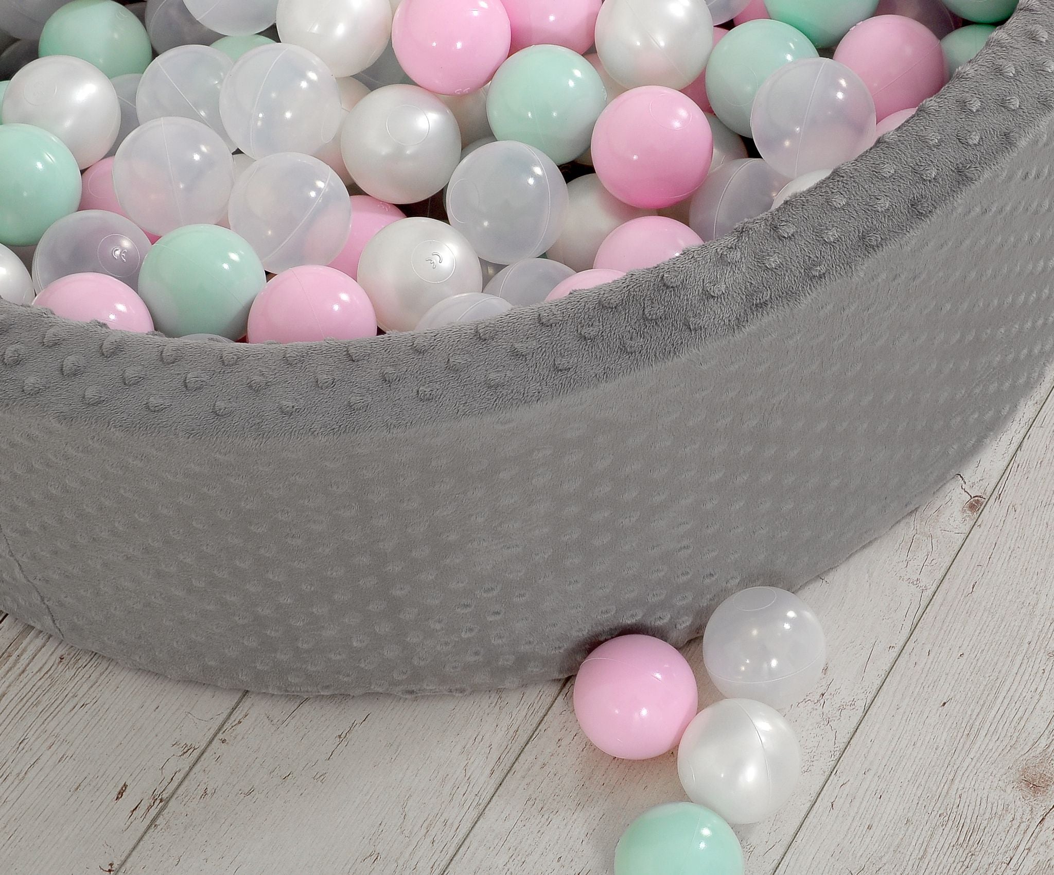 Ball-pit minky H-30 cm with balls 300pcs - dark grey