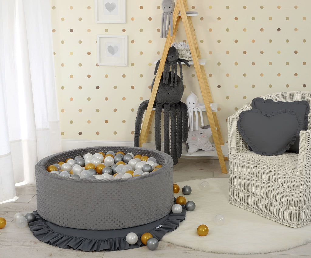 Ball-pit minky H-30 cm with balls 300pcs - dark grey