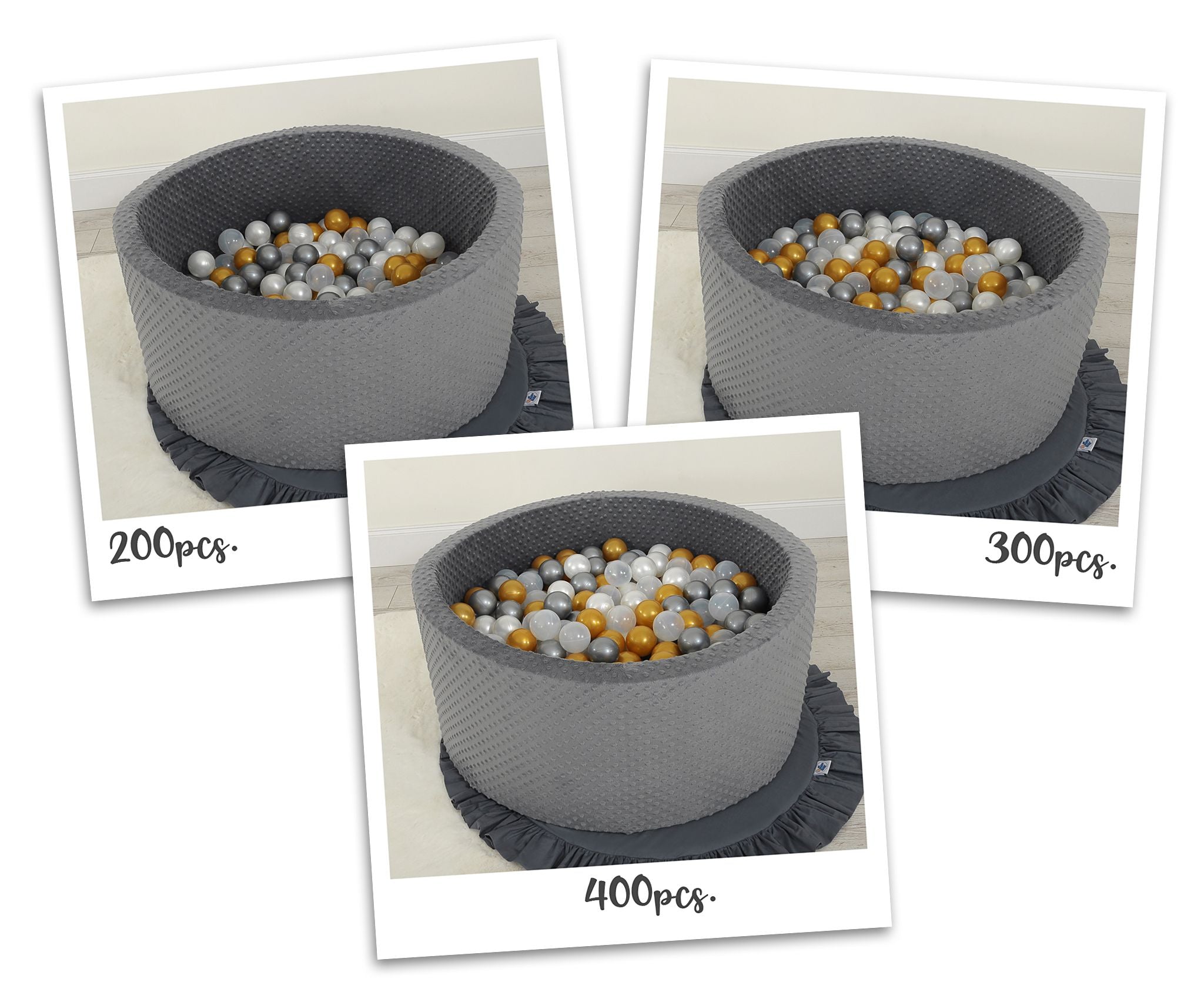 Ball-pit minky H-40 cm with balls 200pcs- dark grey