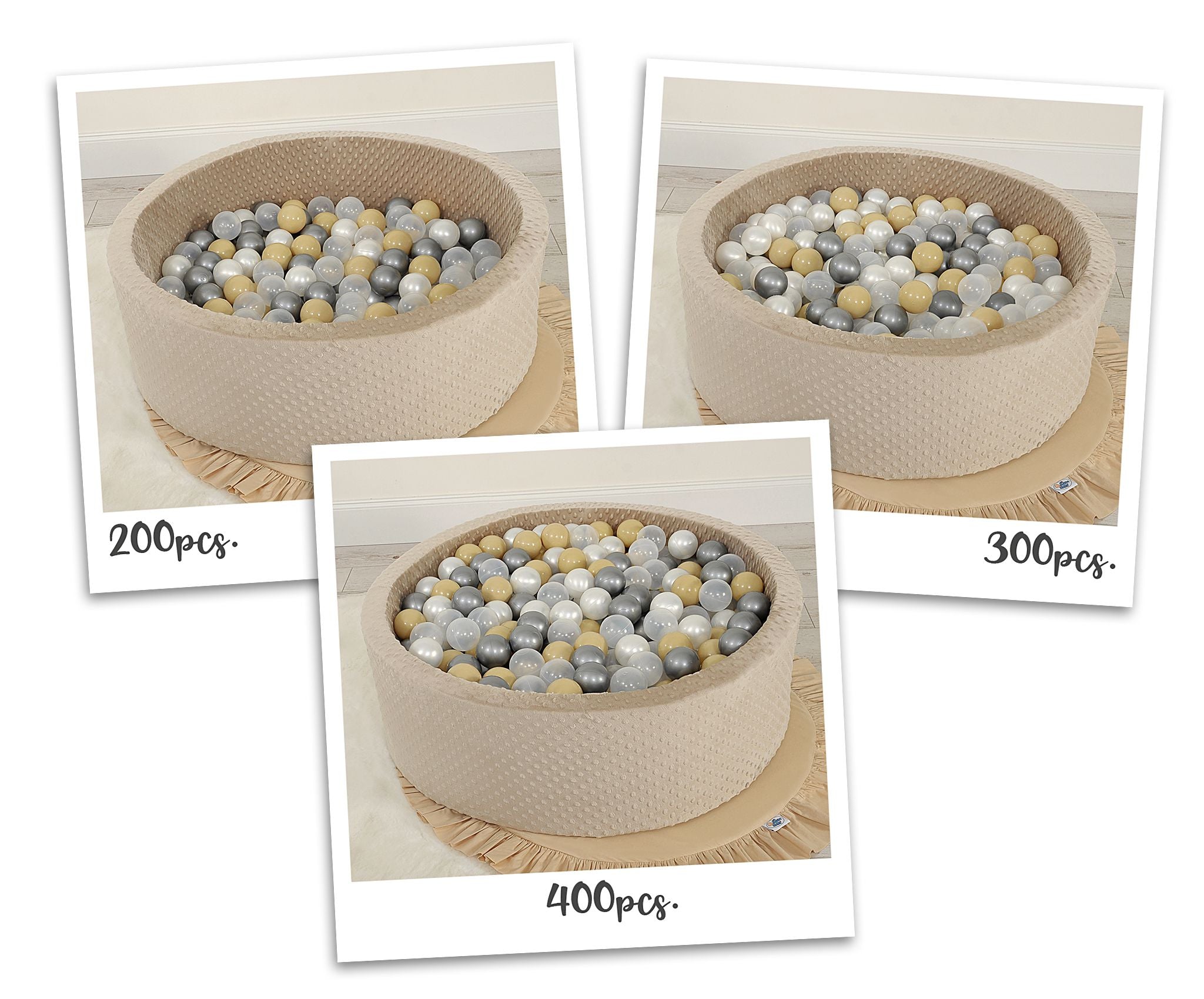 Ball-pit minky H-30 cm with balls 300pcs - beige