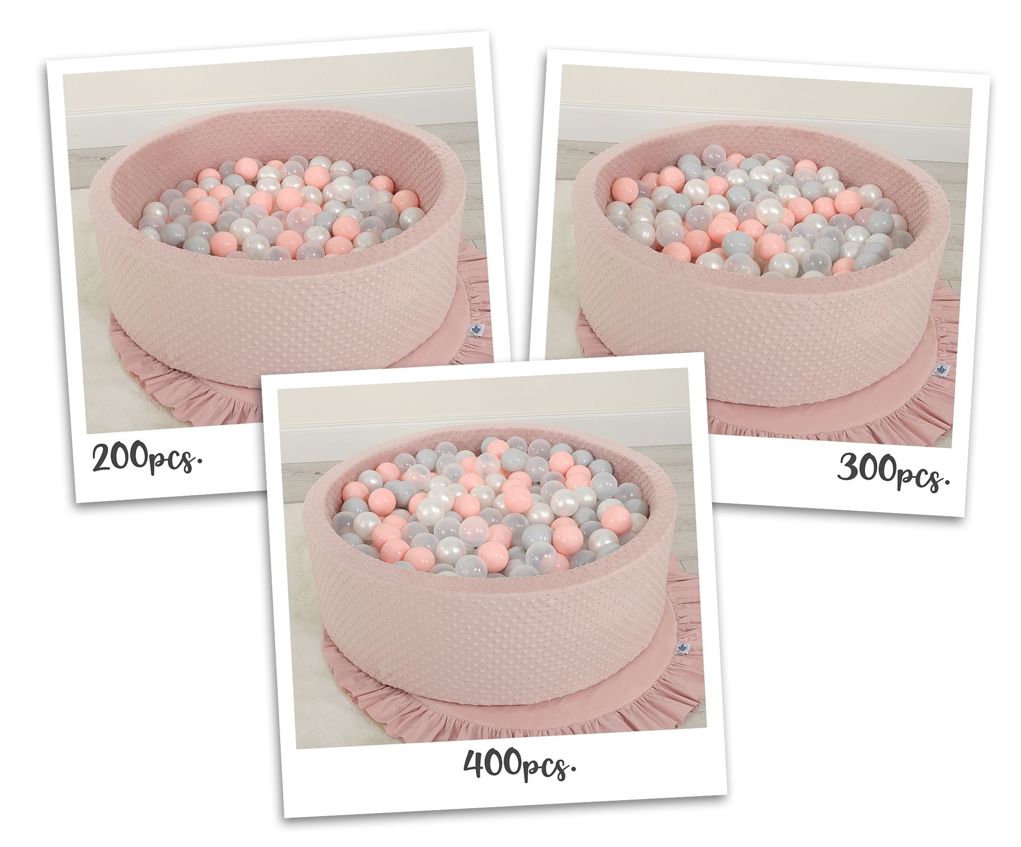 Ball-pit minky H-30 cm with balls 200pcs- blush