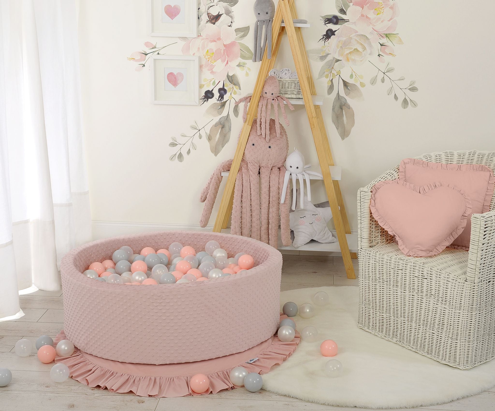 Ball-pit minky H-30 cm with balls 200pcs- blush