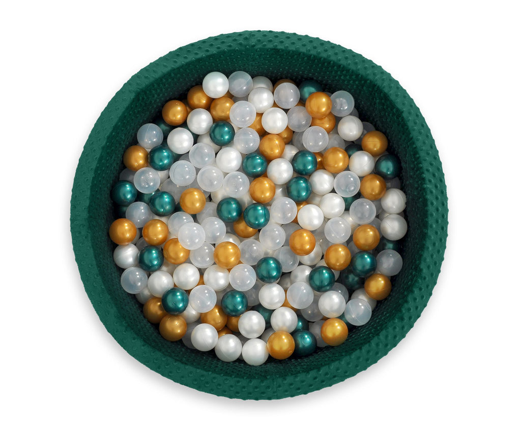 Ball-pit minky H-30 cm with balls 300pcs - bottle green