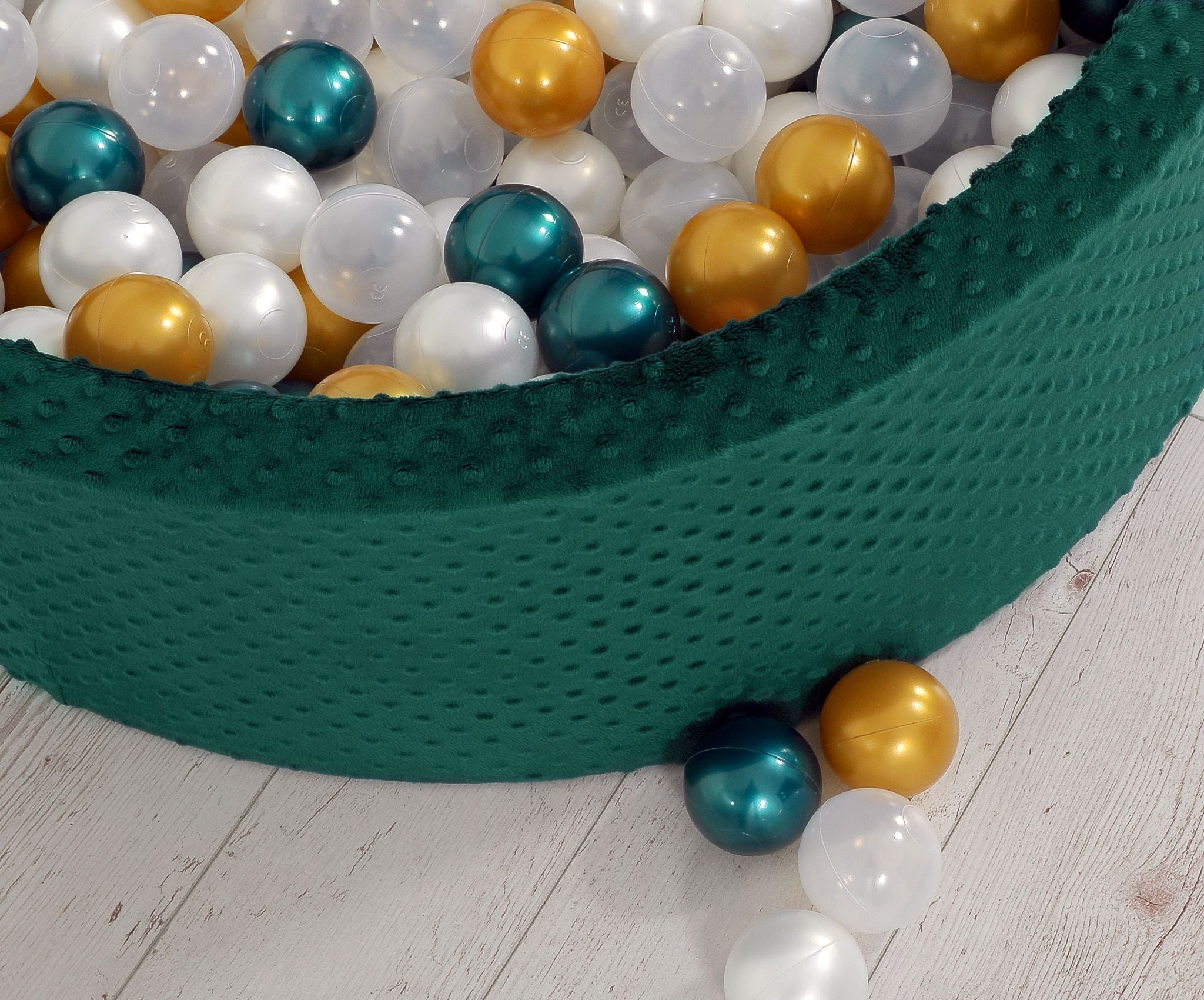 Ball-pit minky H-30 cm with balls 300pcs - bottle green