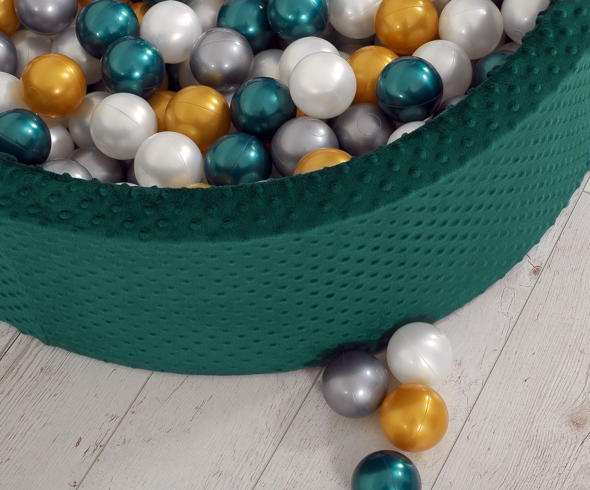 Ball-pit minky H-30 cm with balls 300pcs - bottle green
