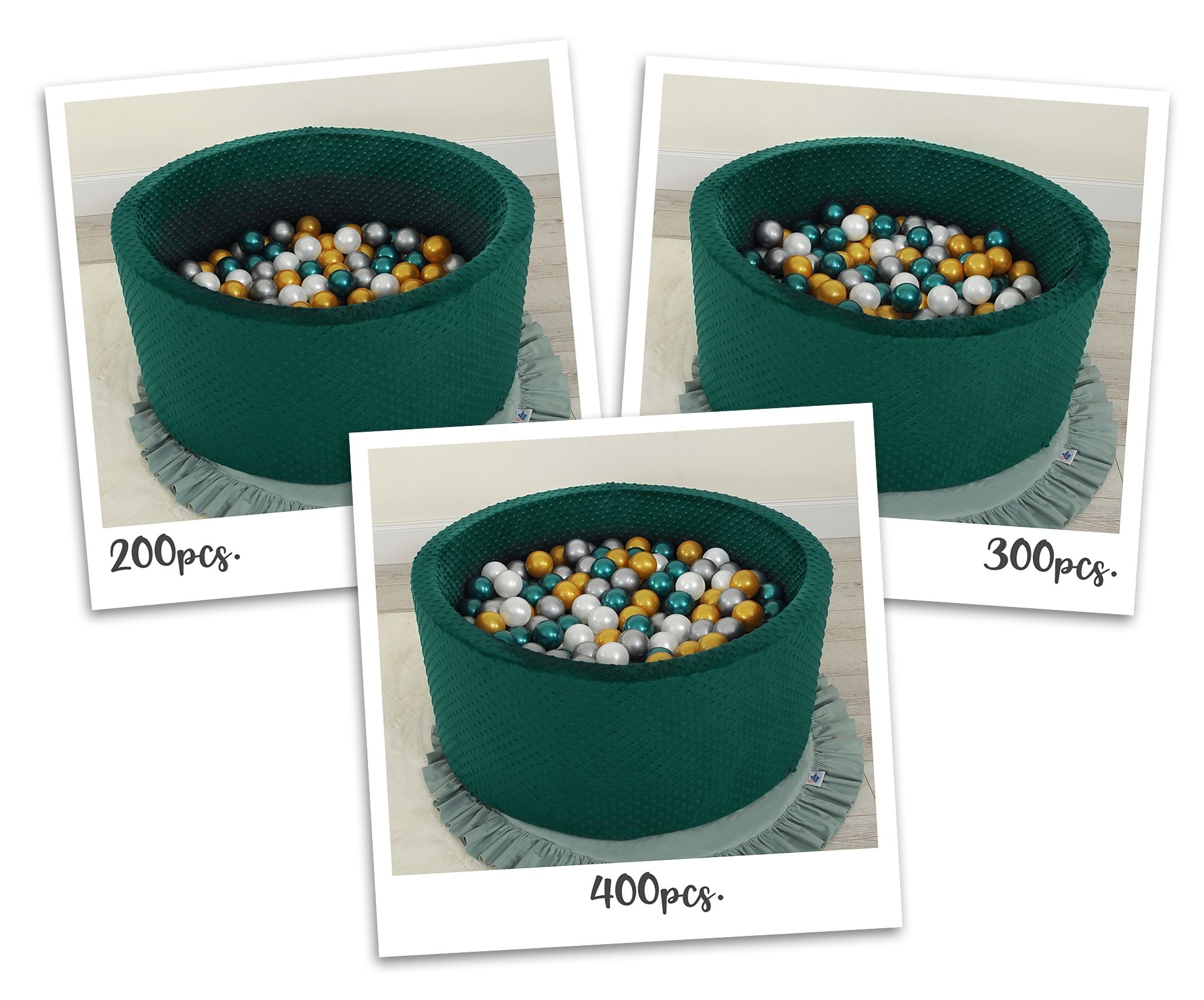Ball-pit minky H-40 cm with balls 200pcs- bottle green