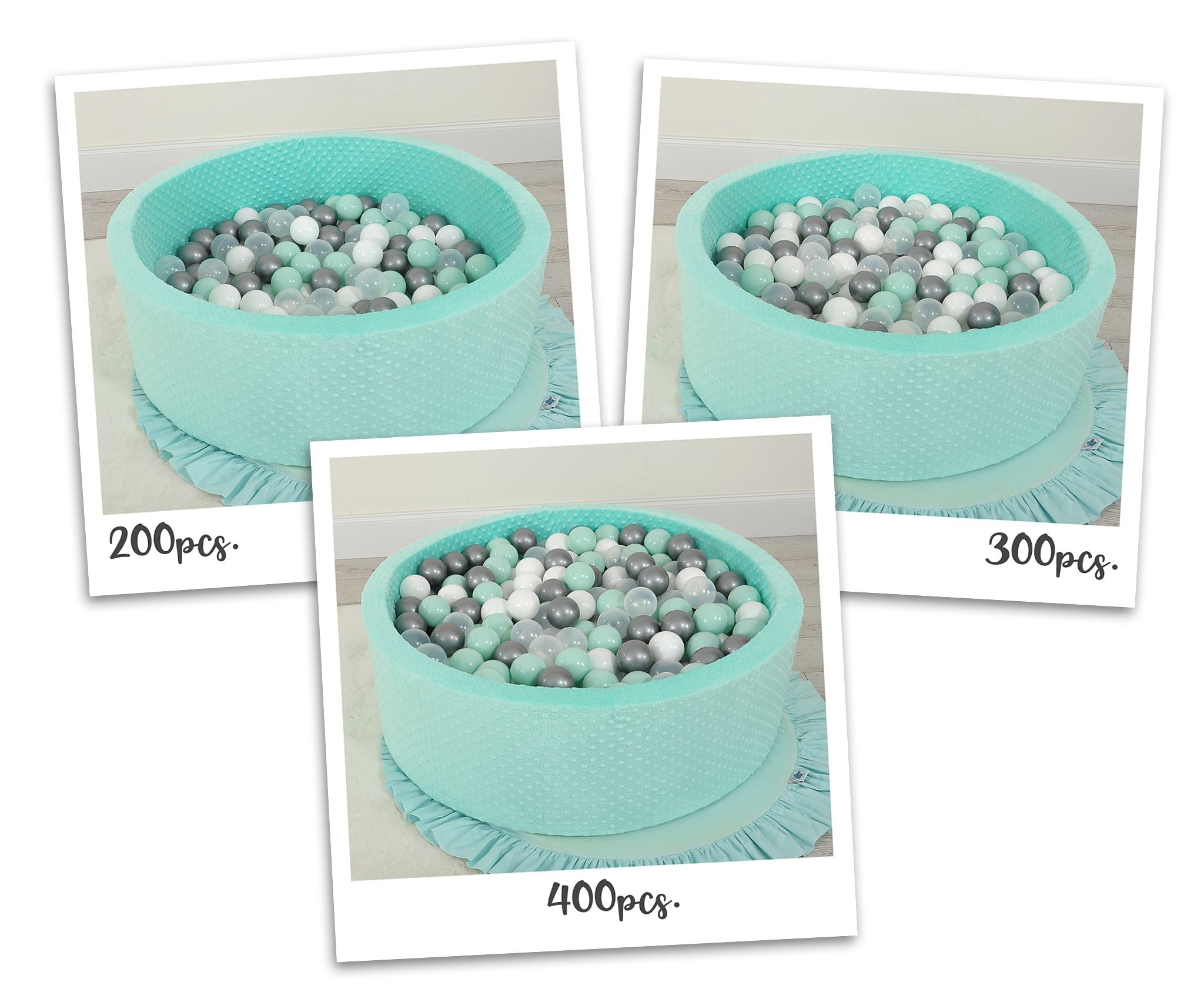 Ball-pit minky H-30 cm with balls 200pcs- mint