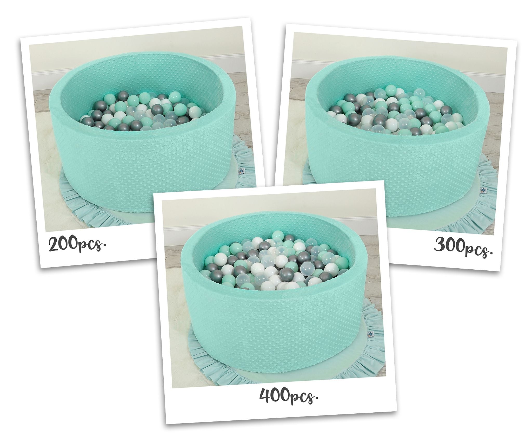 Ball-pit minky H-40 cm with balls 200pcs- mint