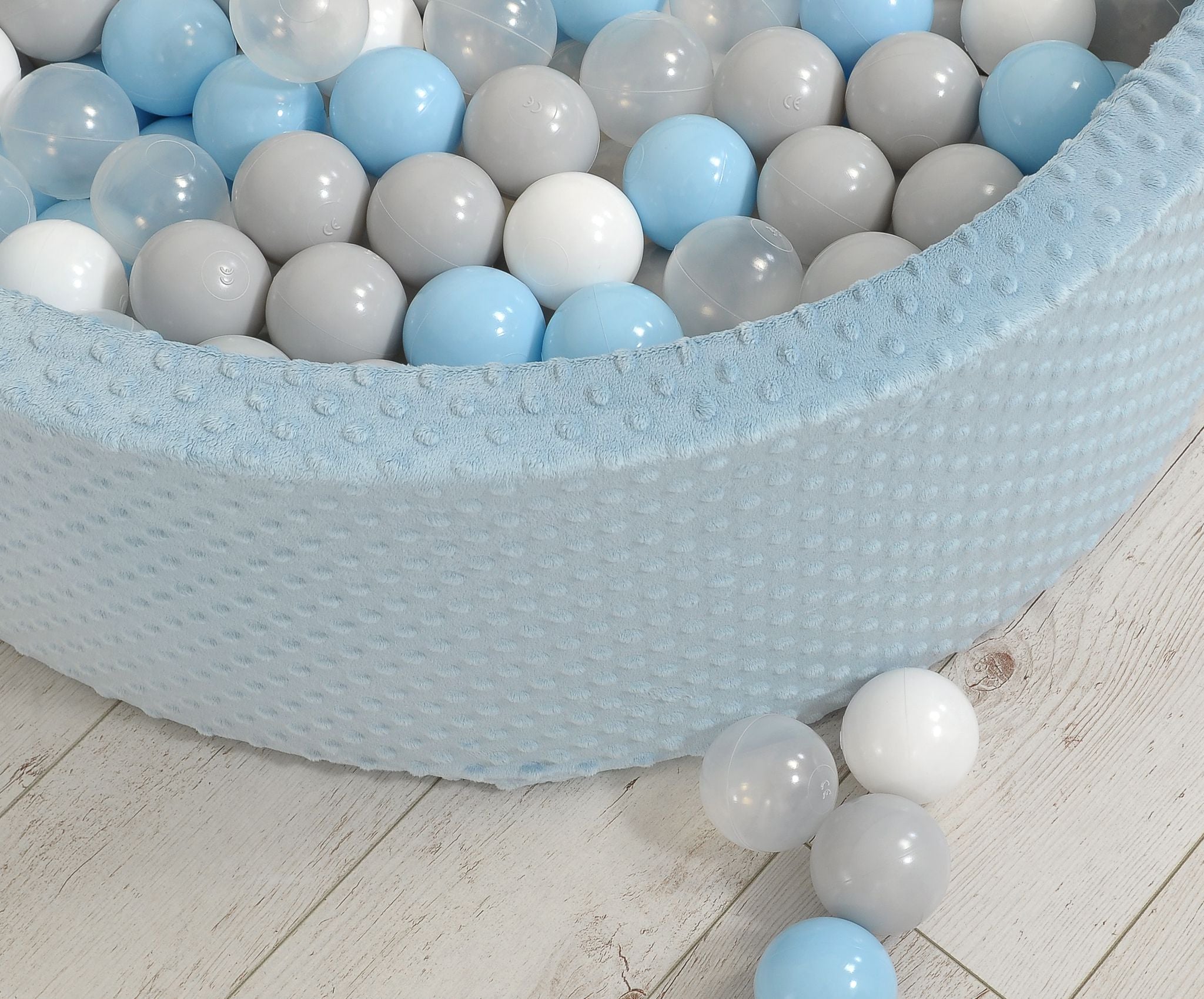 Ball-pit minky H-30 cm with balls 200pcs- misty blue