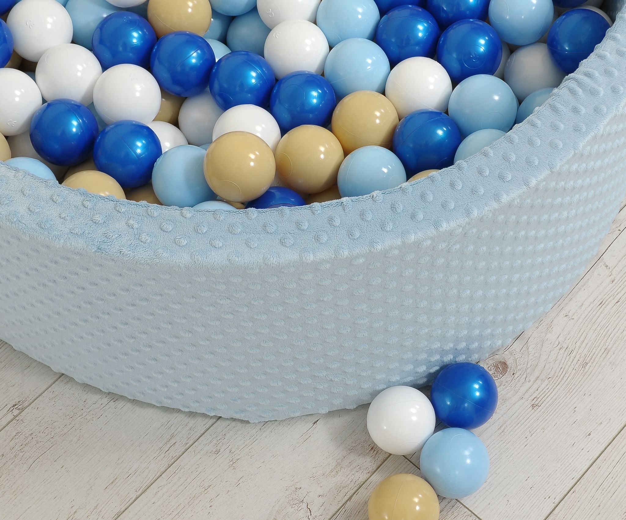 Ball-pit minky H-30 cm with balls 300pcs - misty blue