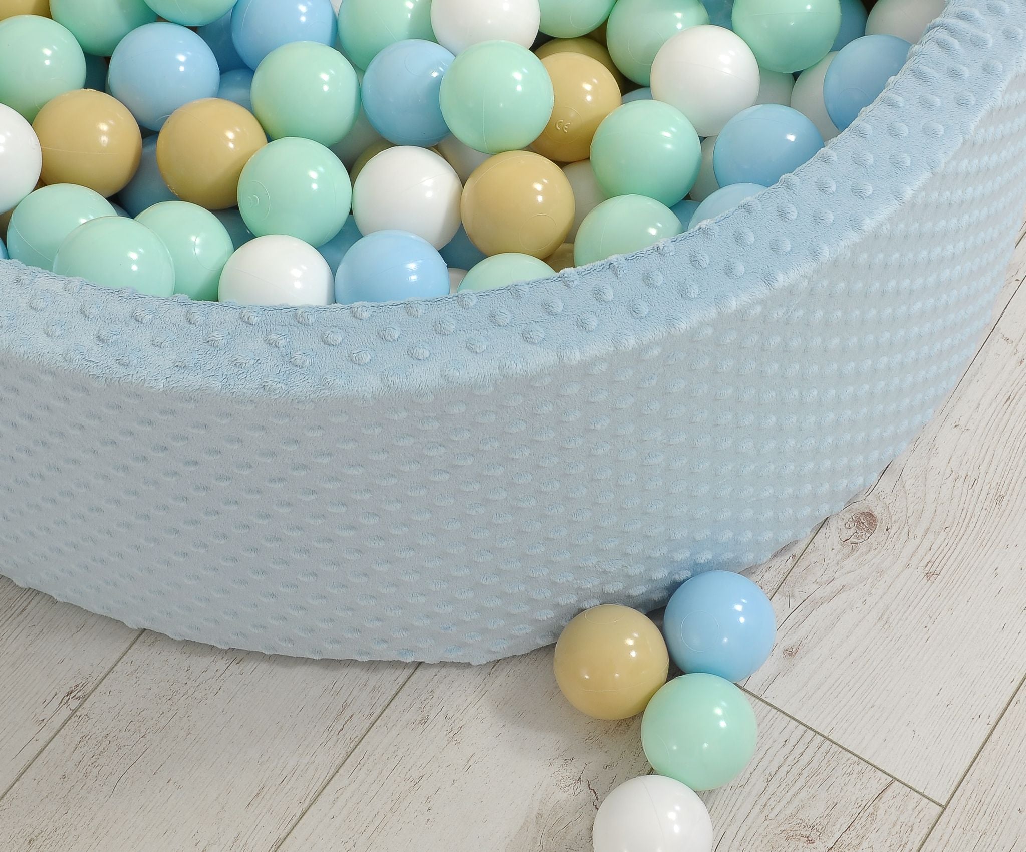 Ball-pit minky H-30 cm with balls 200pcs- misty blue