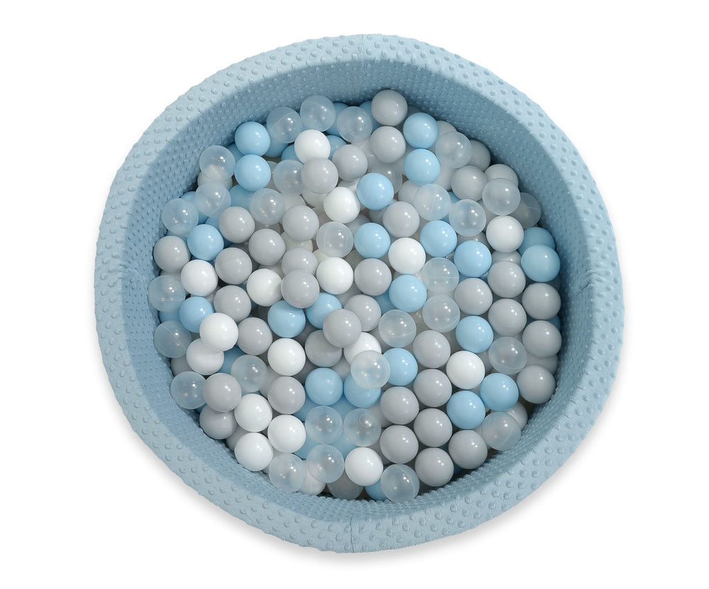 Ball-pit minky H-30 cm with balls 300pcs - misty blue