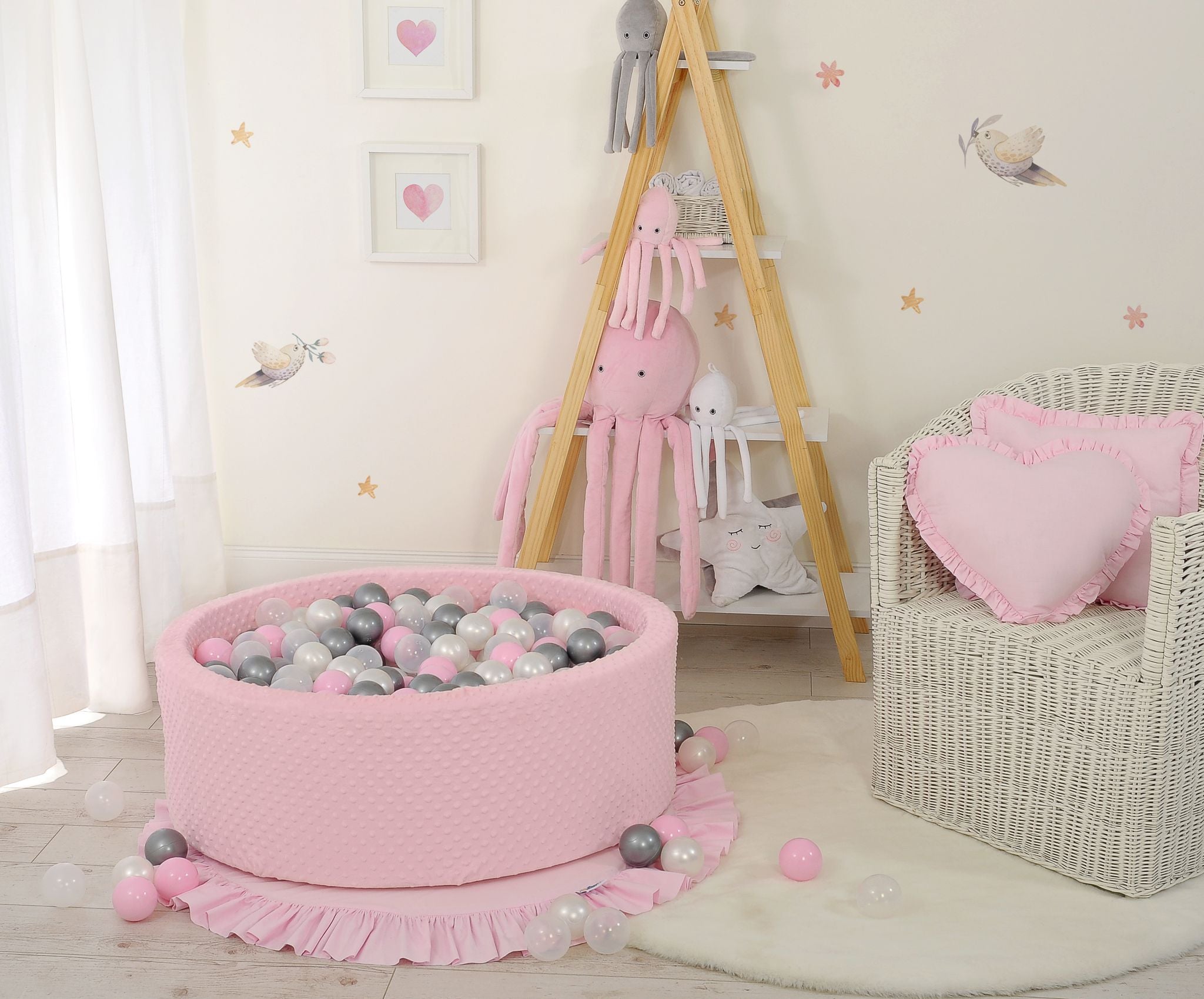 Ball-pit minky H-30 cm with balls 200pcs- pink