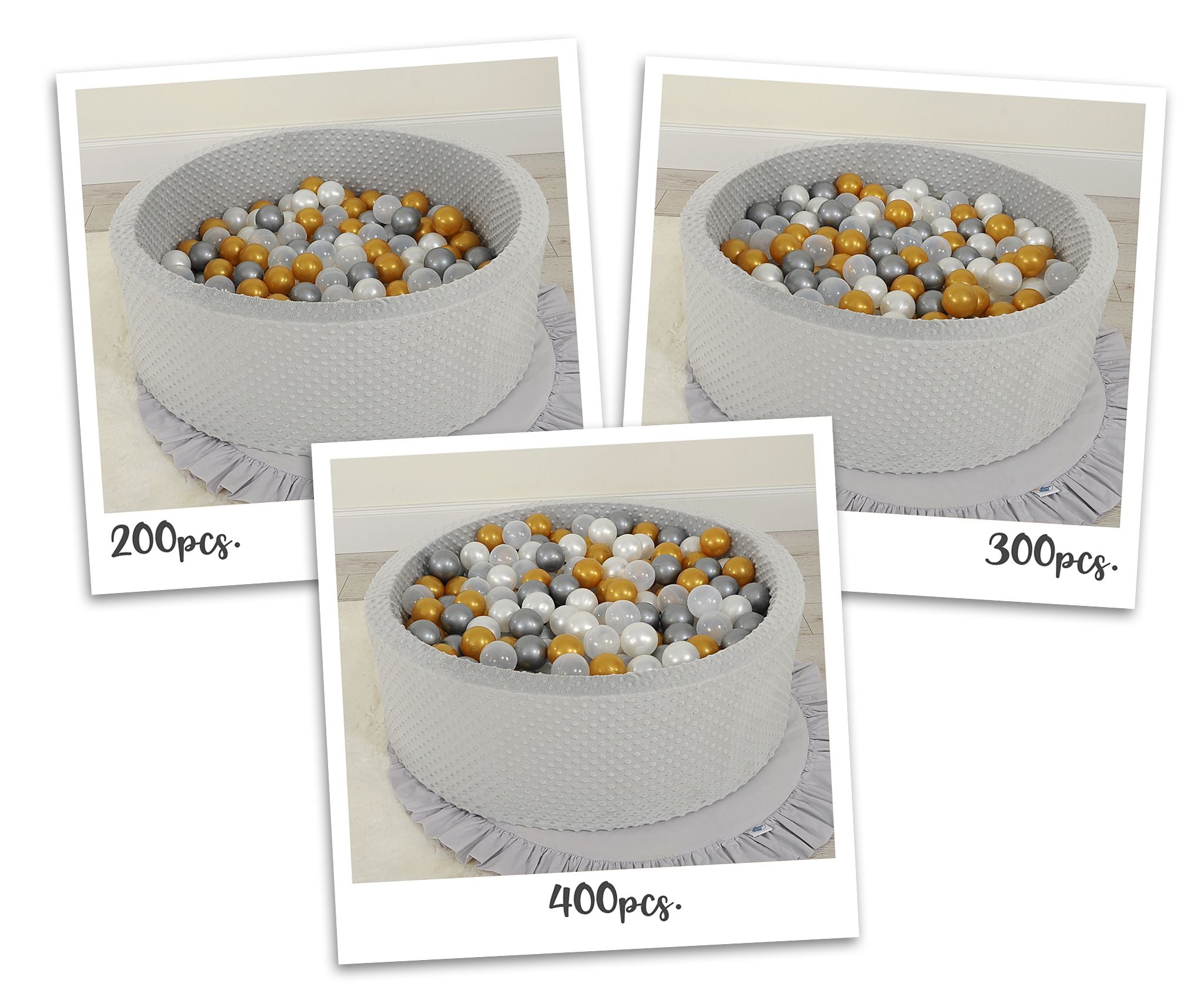 Ball-pit minky H-30 cm with balls 200pcs- gray