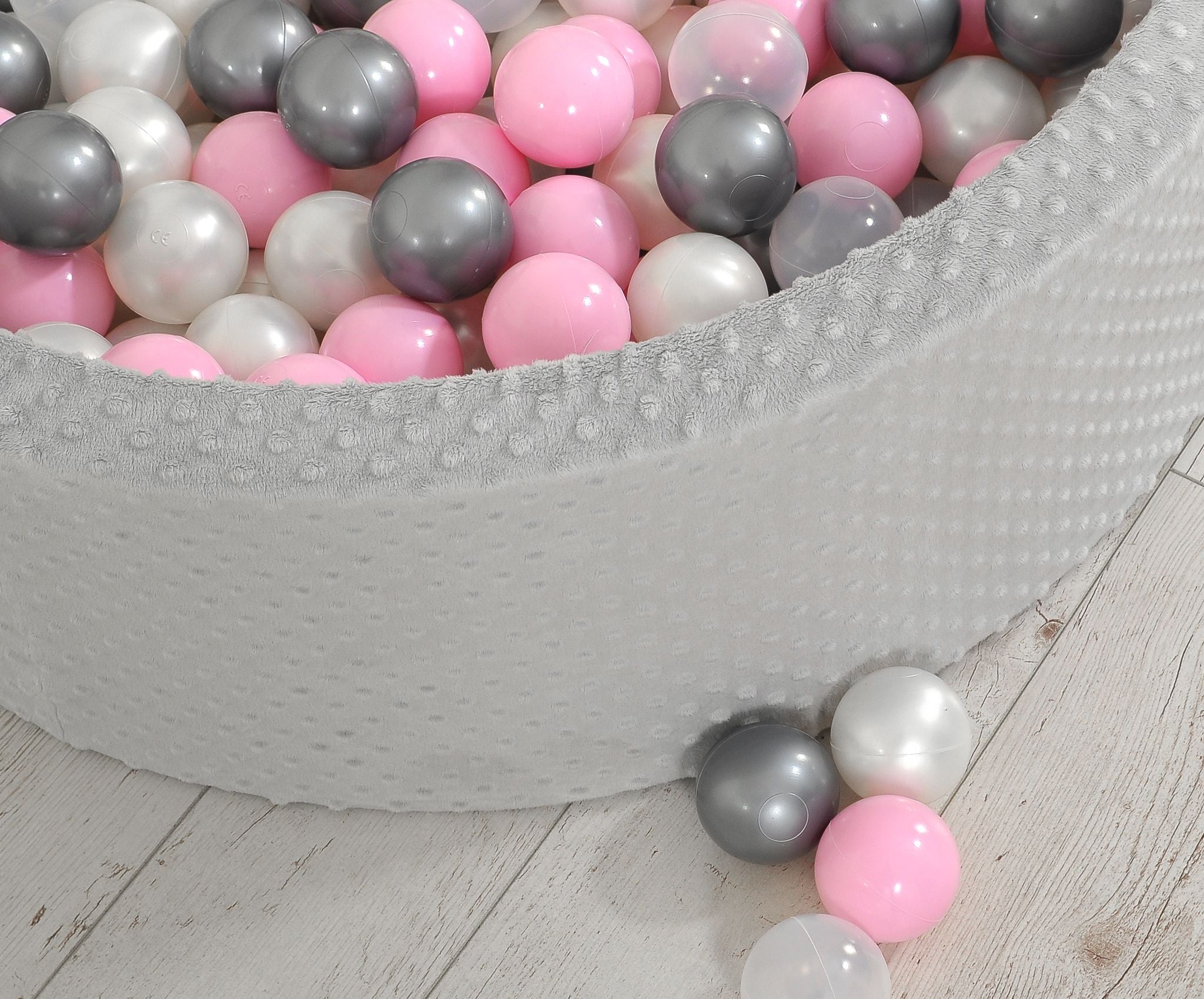 Ball-pit minky H-30 cm with balls 300pcs - grey