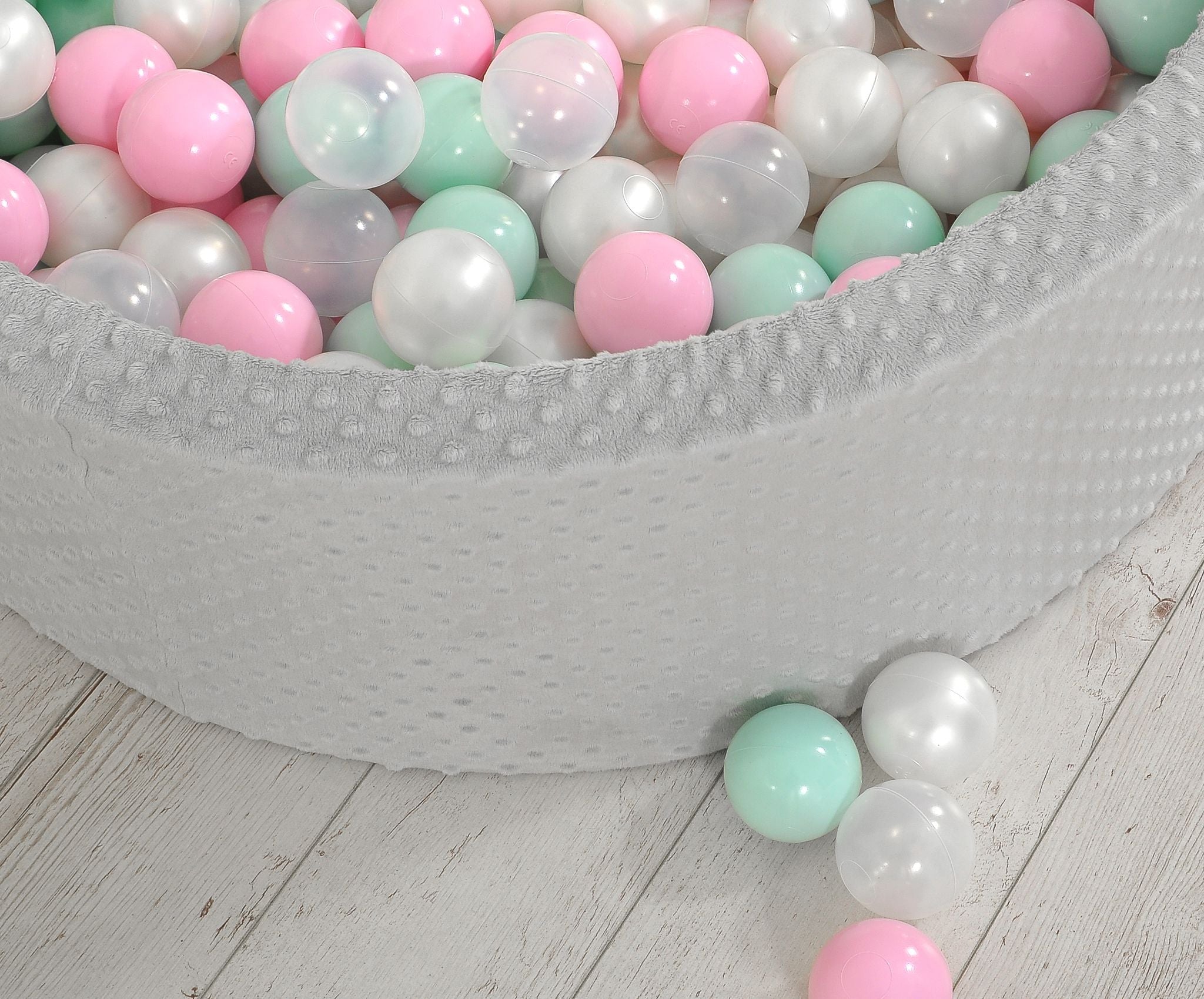 Ball-pit minky H-30 cm with balls 300pcs - grey