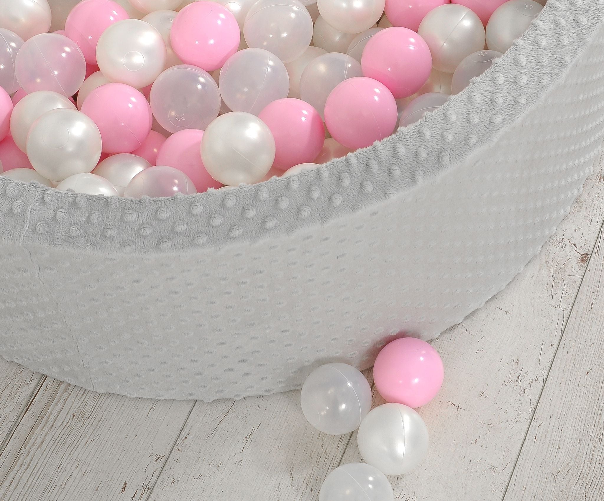Ball-pit minky H-30 cm with balls 300pcs - grey