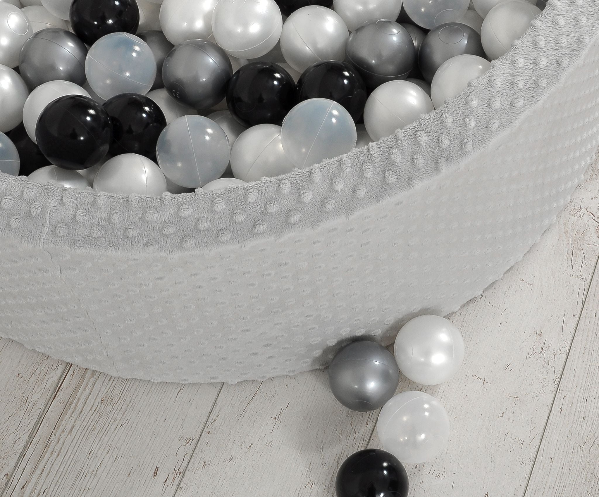 Ball-pit minky H-30 cm with balls 200pcs- gray