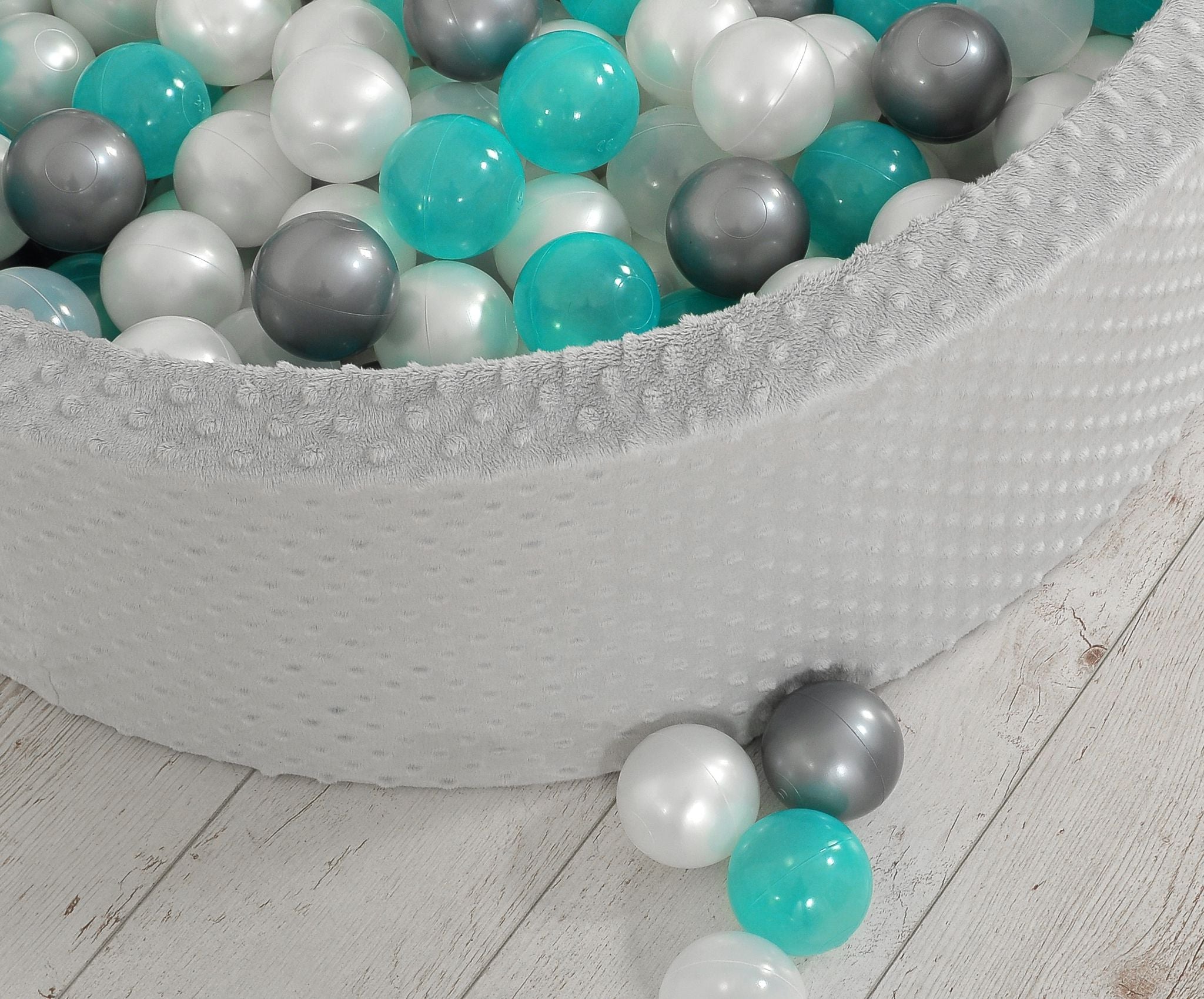 Ball-pit minky H-30 cm with balls 300pcs - grey