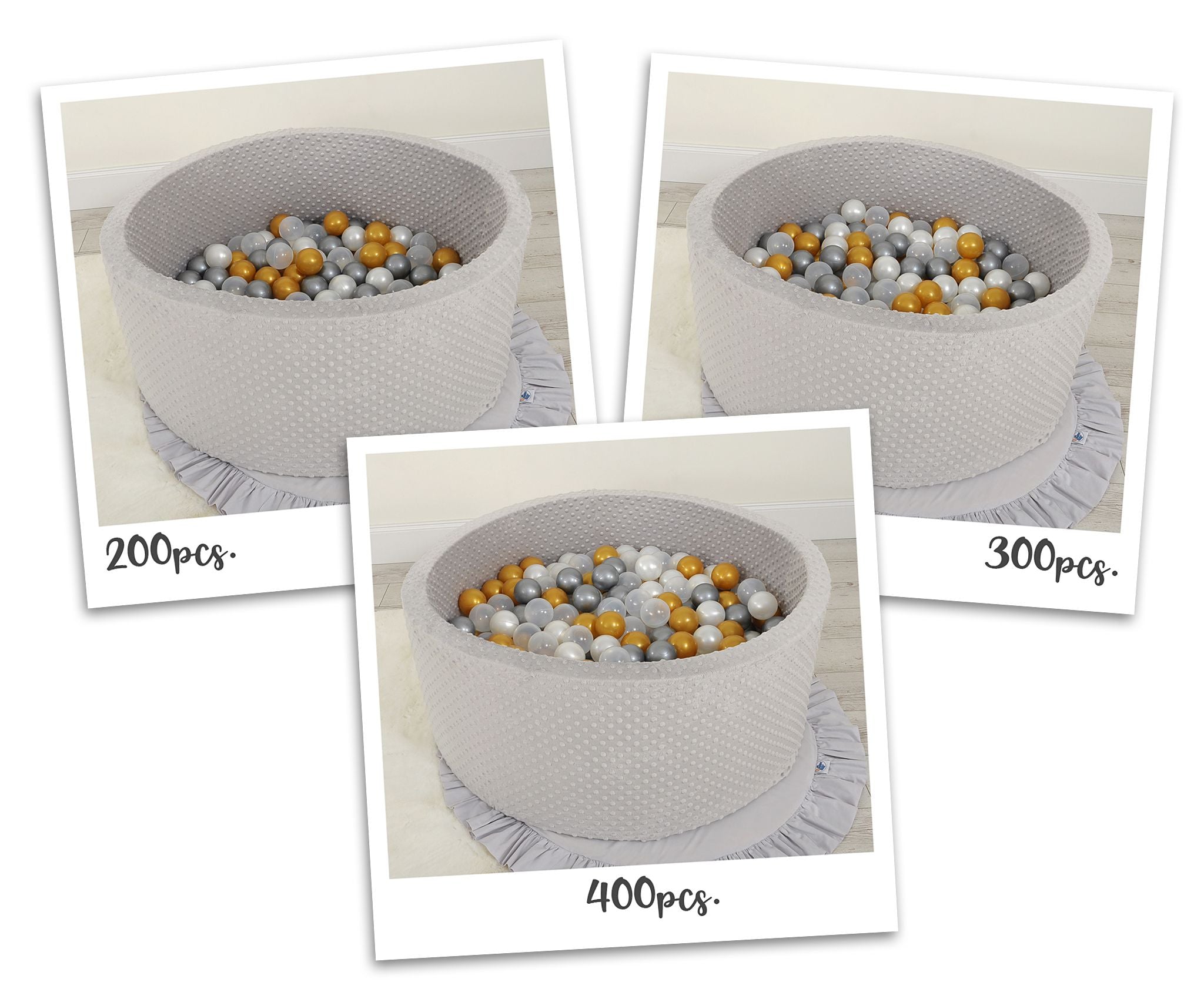 Ball-pit minky H-40 cm with balls 200pcs- gray