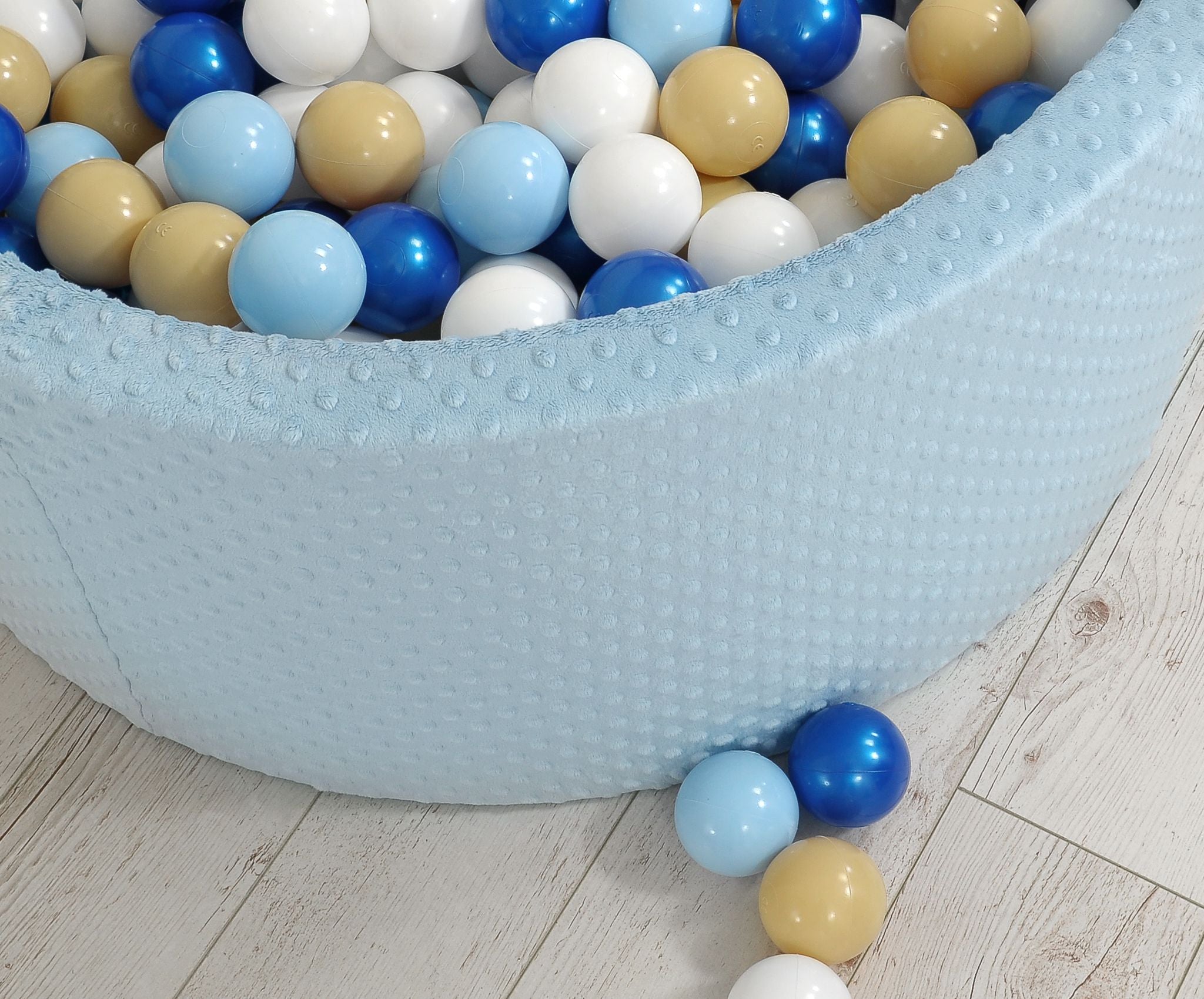 Ball-pit minky H-40 cm with balls 200pcs- misty blue