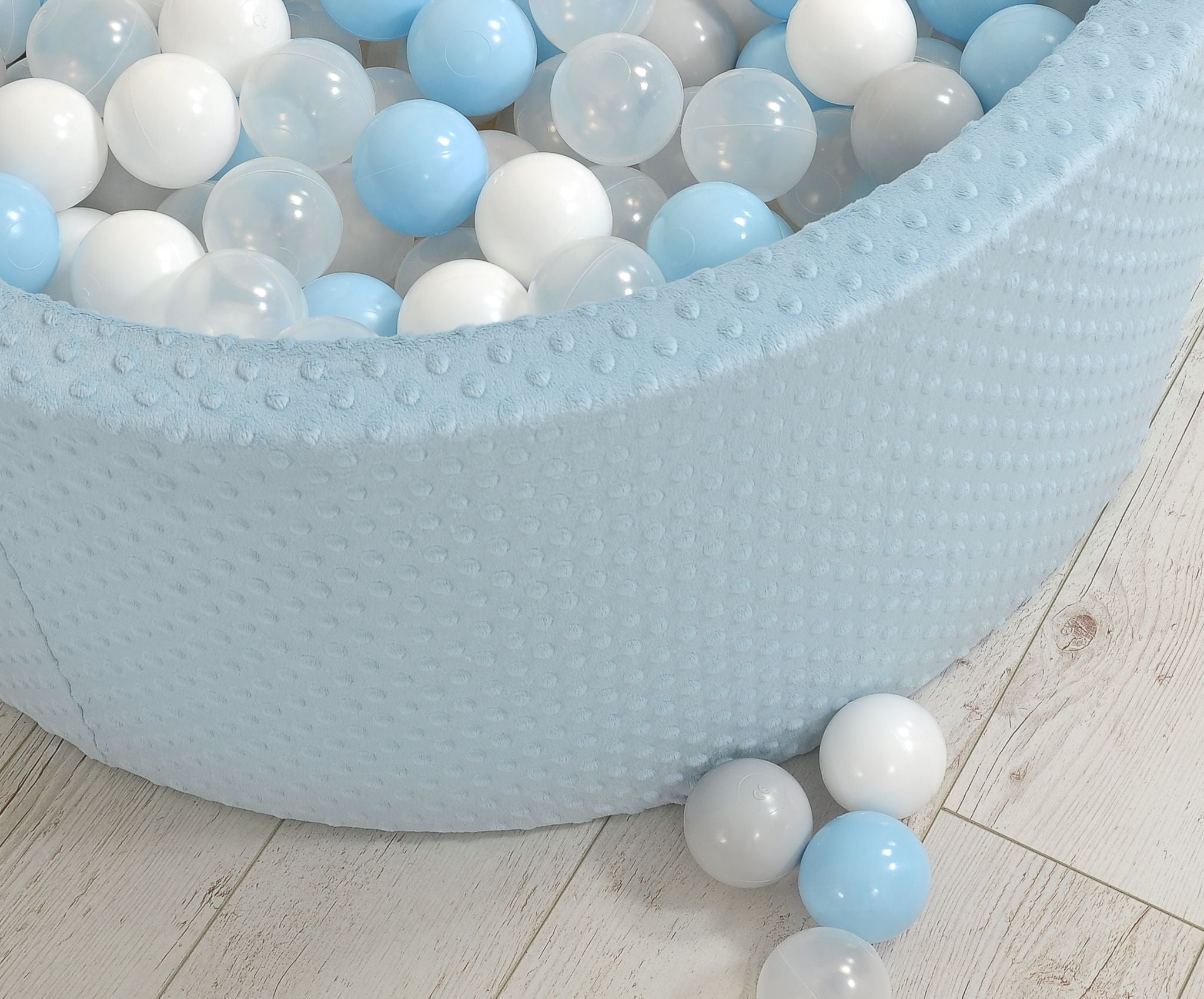 Ball-pit minky H-40 cm with balls 200pcs- misty blue