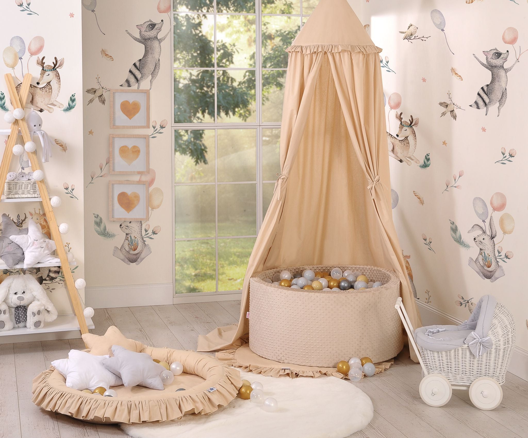 Ball-pit minky H-40 cm with balls 200pcs- beige