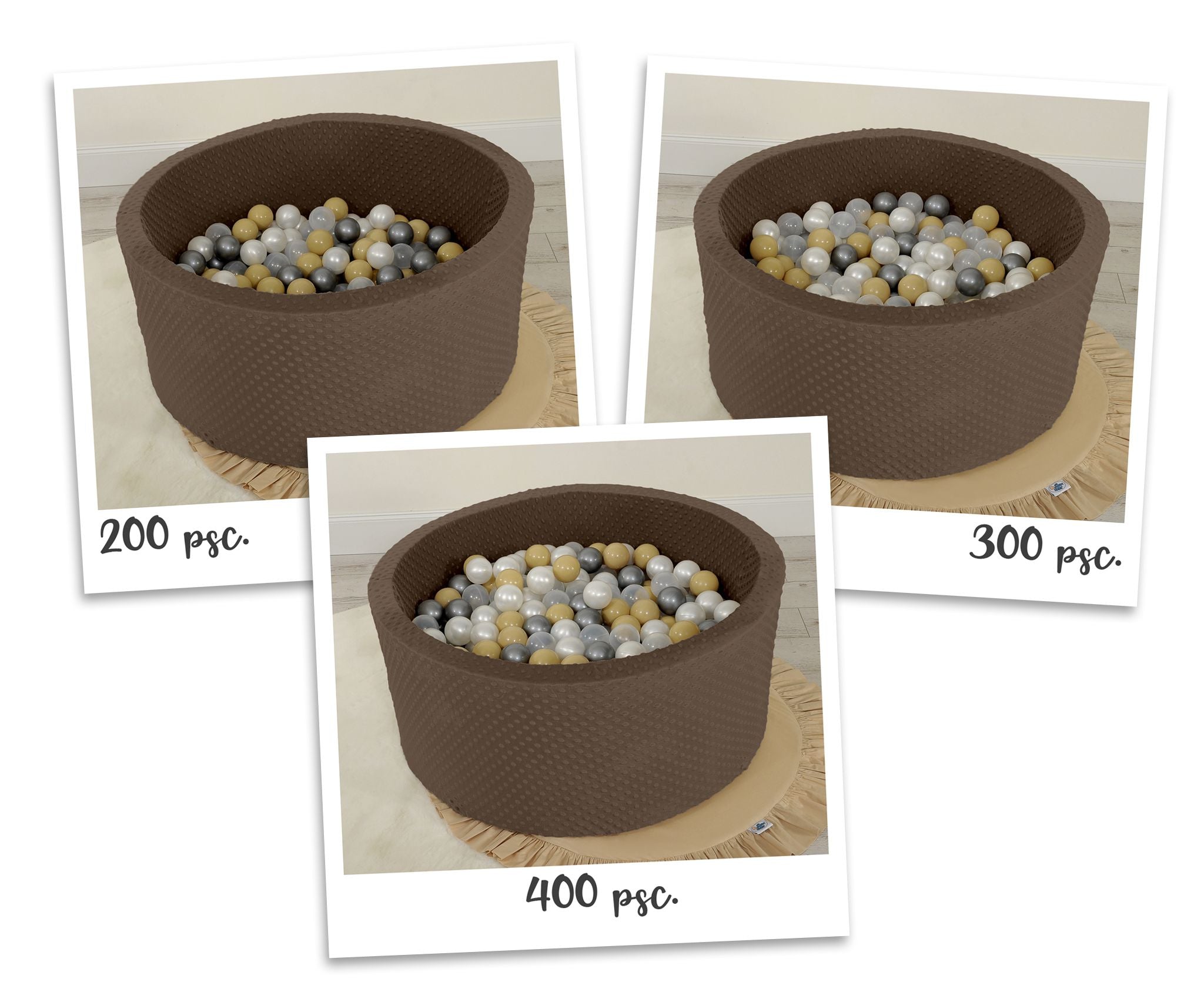 Ball-pit minky H-40 cm with balls 200pcs - chocolate